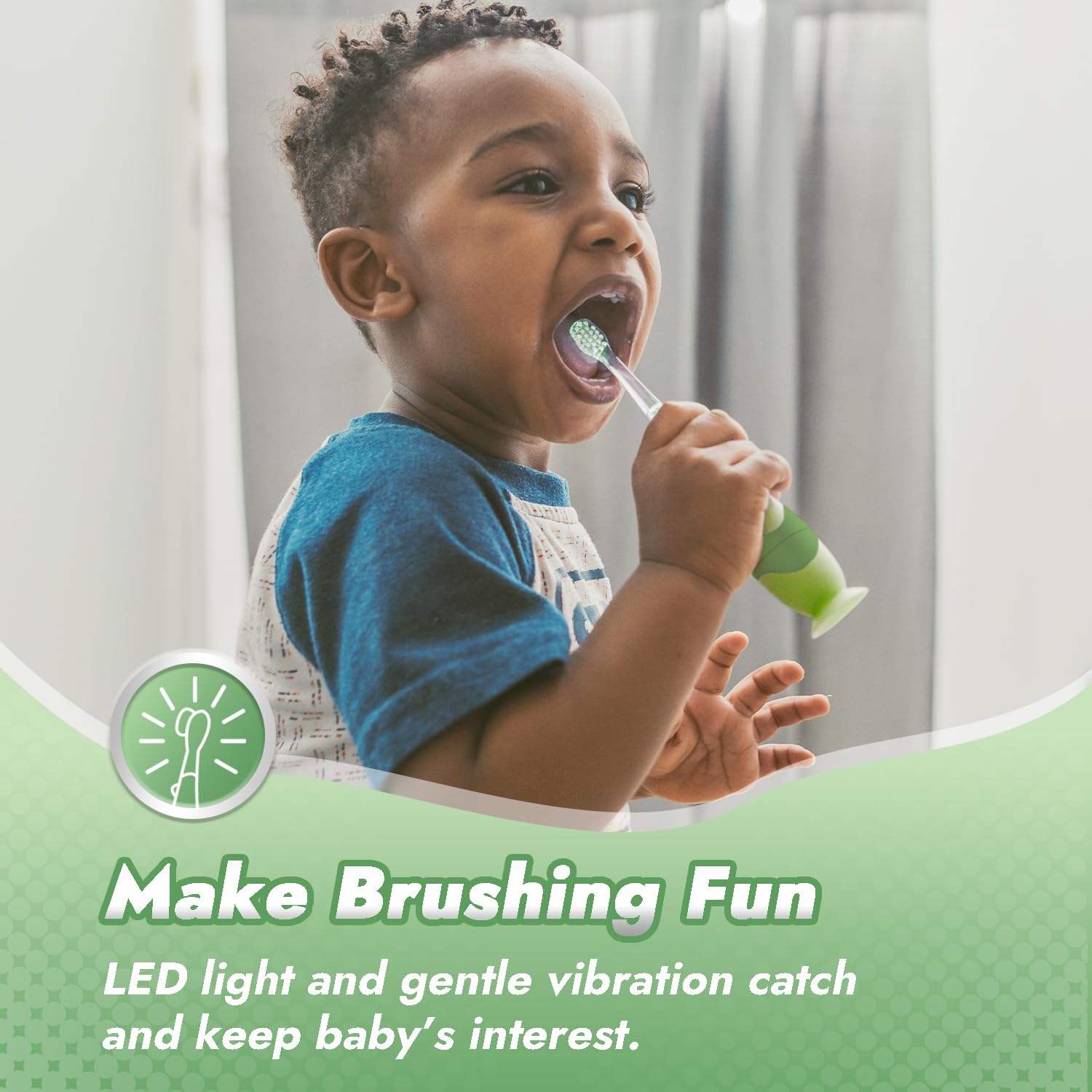 **Papablic Sonic Electric Toothbrush for Toddlers (Ages 1-3) – Kids Electric Toothbrush with Cute Dino Cover, Smart LED Timer & 2 Brush Heads – Perfect for Gentle Teeth Cleaning & Healthy Oral Care**    *(Use Case: Ideal for daily brushing routines, promoting early dental hygiene habits in toddlers with fun and safe design.)*