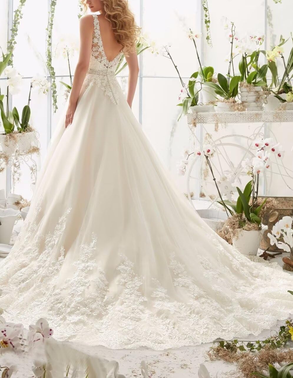 Elegant Beach Wedding Dresses for Bride - Sparkling Sequins Sleeveless V-Neck Bridal Gowns for Women (HS17) | Perfect for Destination Weddings, Beach Ceremonies & Summer Elopements