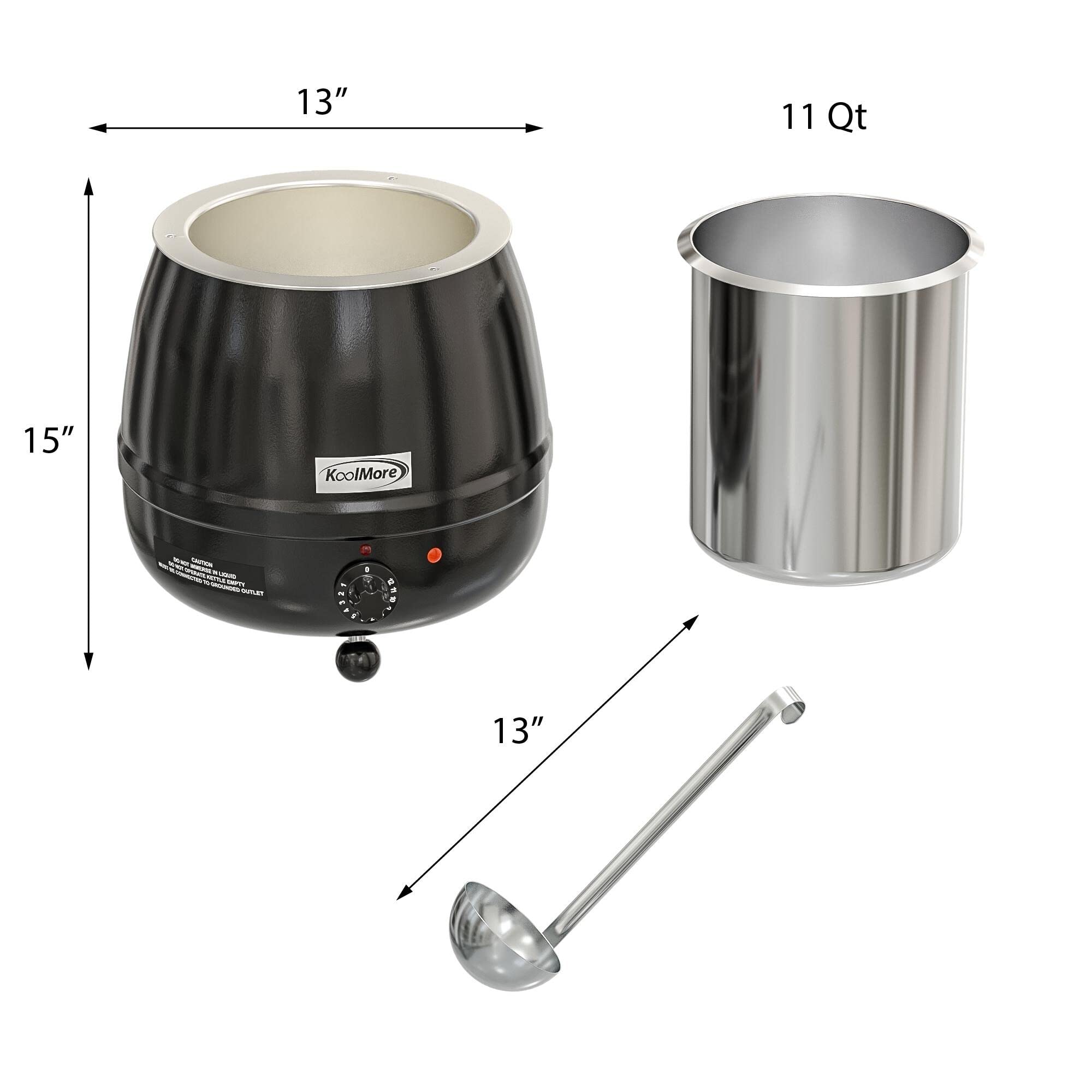 11.5 Qt. Black Stainless Steel Commercial Soup Warmer with Removable Chafing Dish - Perfect for Catering, Buffets & Food Service Businesses