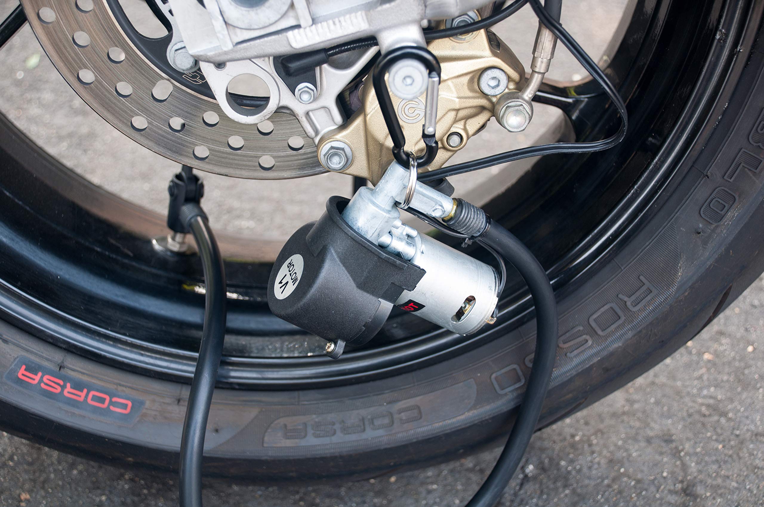 Portable Mini Air Compressor for Motorcycle & ATV Tires - 12V DC Electric Tire Inflator with Digital Gauge - Perfect for Roadside Emergencies, Off-Roading & Garage Use