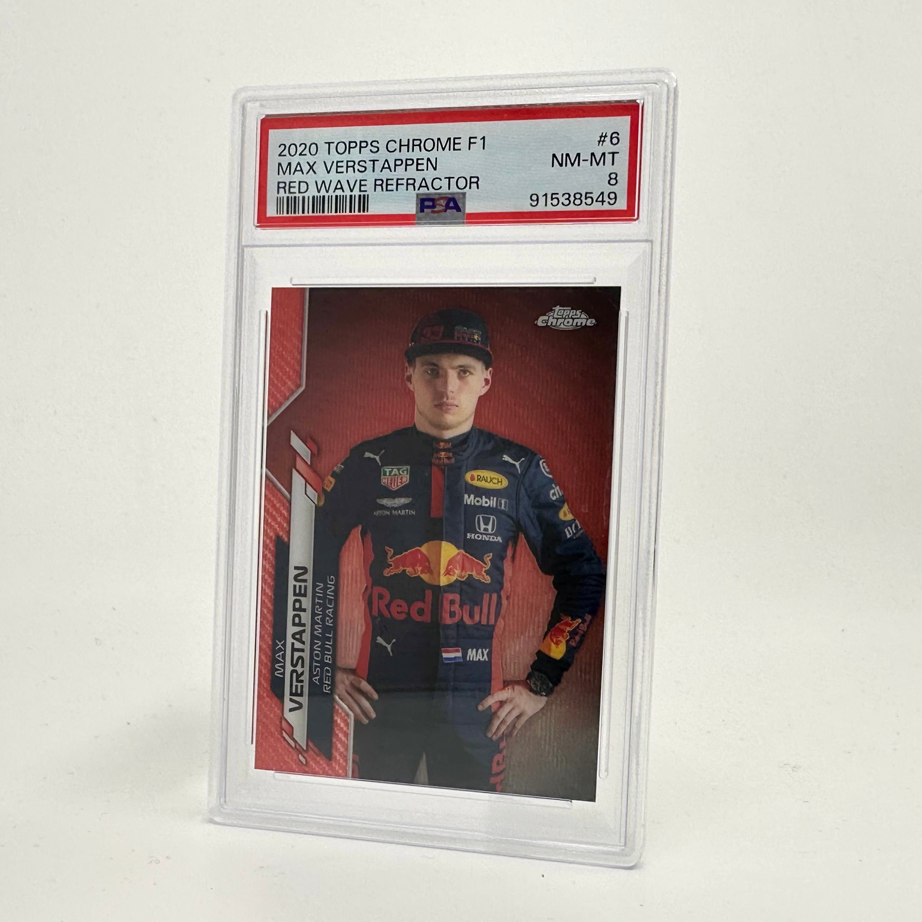 PSA 8 2020 Topps Chrome F1 Max Verstappen #6 Red Wave Refractor POP1 - Rare Formula 1 Racing Card for Collectors & Fans - Perfect for Display, Trading, and Investment
