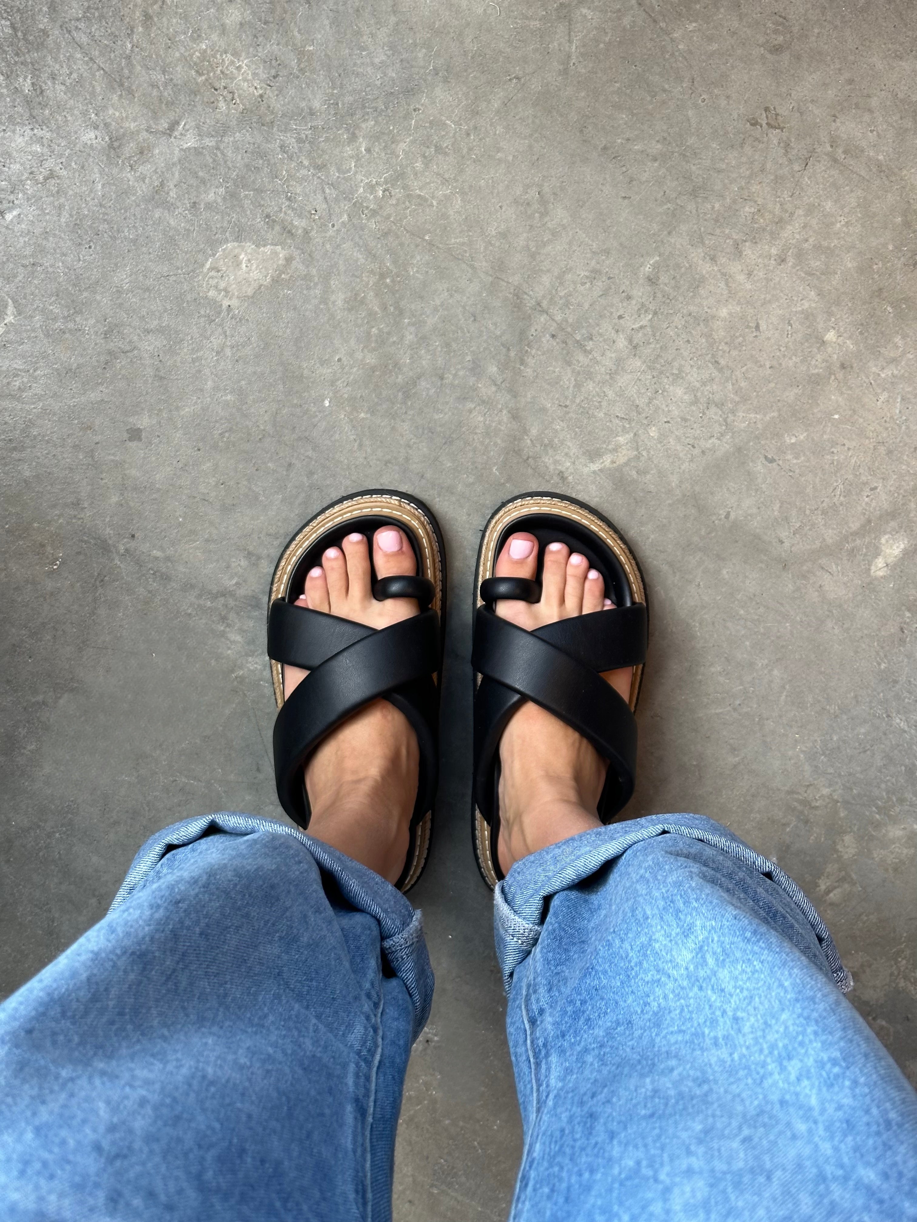Thelma Flatform Slides for Women - Comfortable Black Summer Sandals with Arch Support | Perfect for Beach, Pool, and Casual Outfits