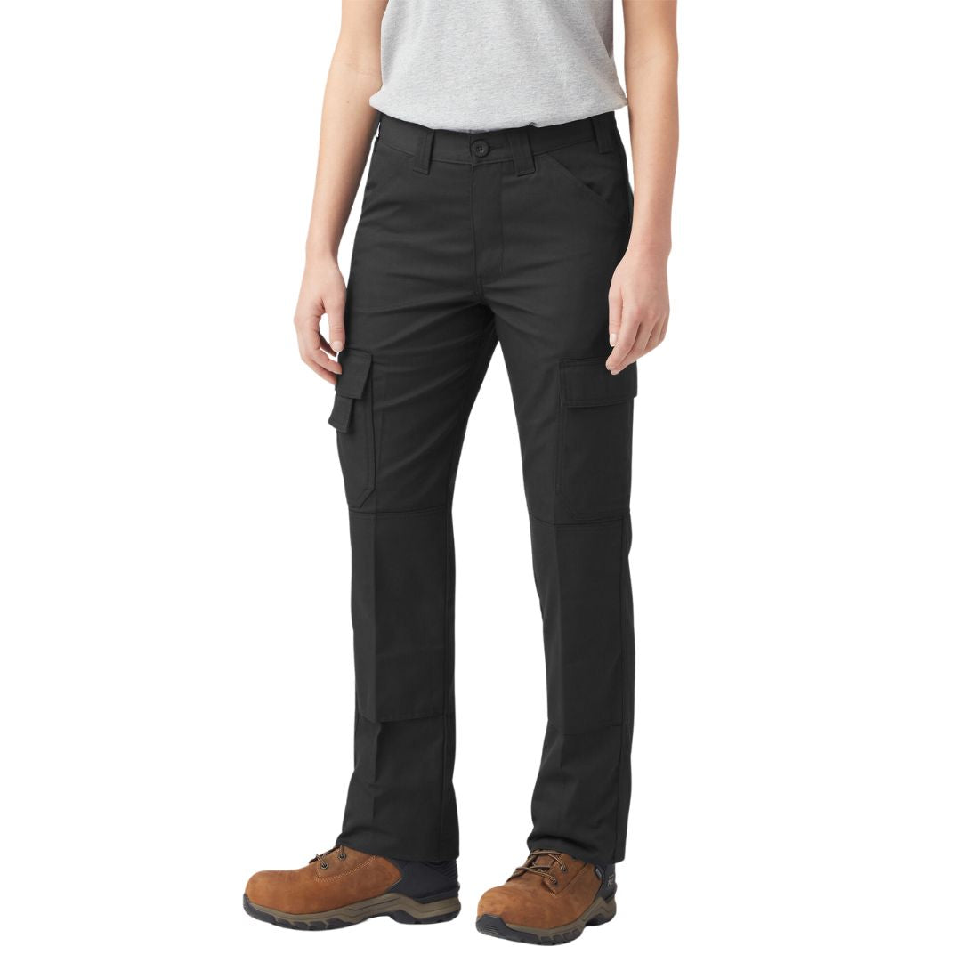 Dickies Women's Everyday Flex Cargo Work Pants WBT002 - Comfortable Stretch Utility Pants for Work & Outdoor Activities (Black) - Perfect for Construction, Hiking & Casual Wear