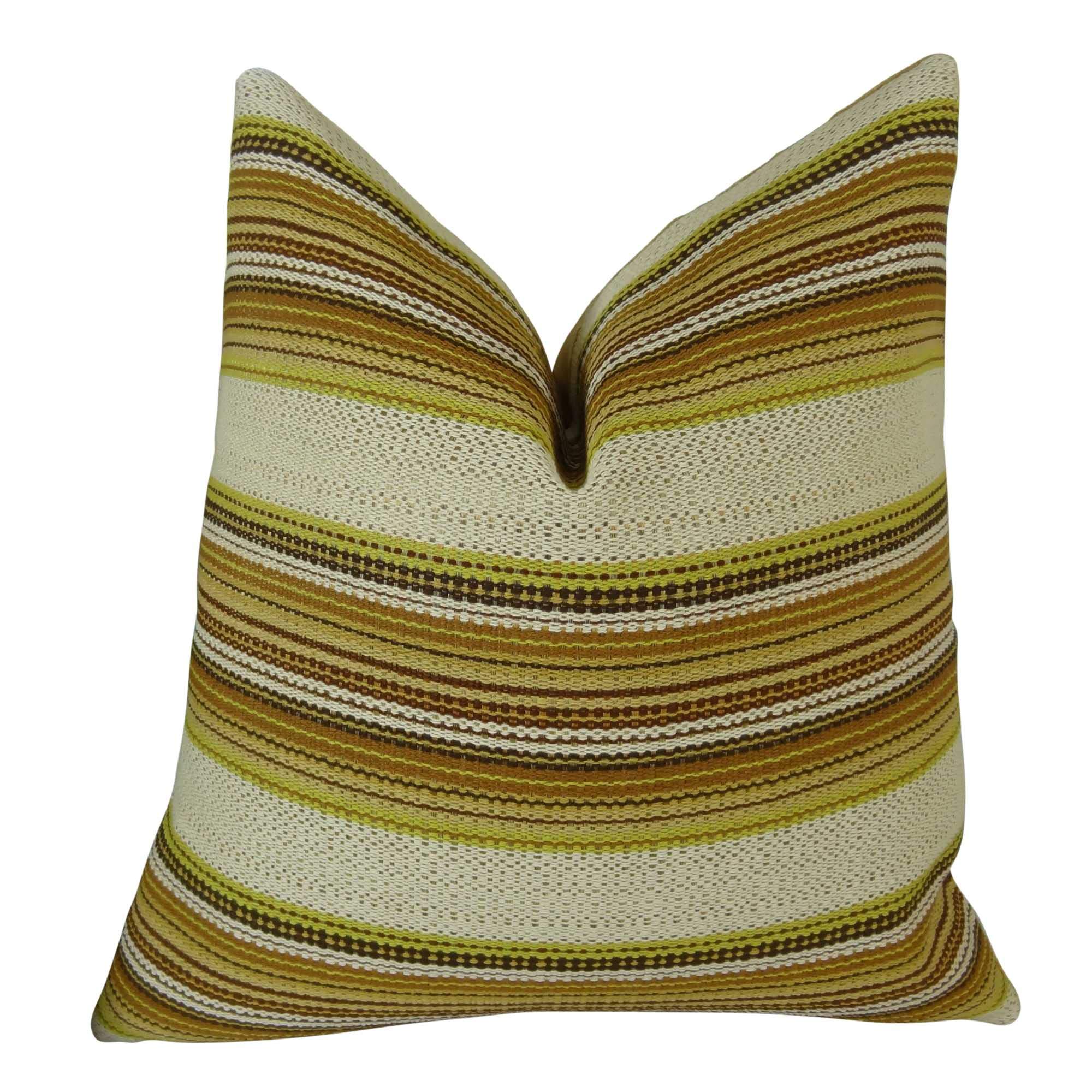 Plutus Camp Evergreen Seaweed Handmade Throw Pillow 20x36 Inches - King Size Boho Decorative Pillow Cover for Sofa, Bed, Living Room - Cream Green Brown Coastal Home Decor