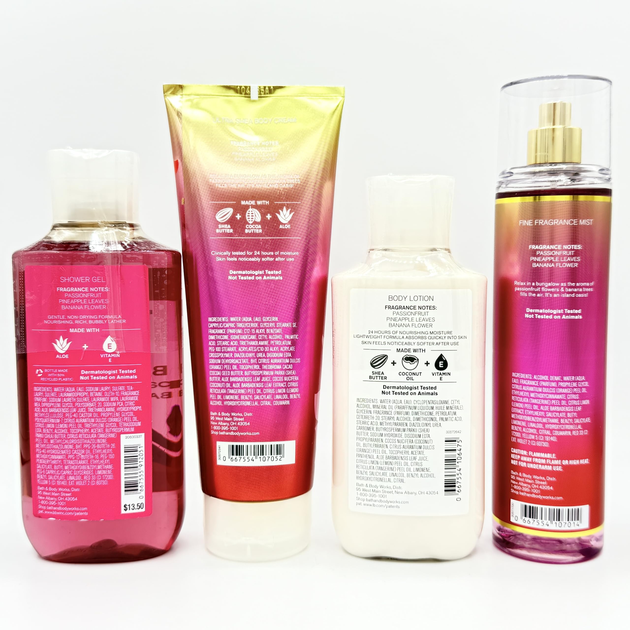 Bahamas Passionfruit & Banana Flower 4-Piece Bath & Body Gift Set - Shower Gel, Ultra Shea Body Cream, Lotion & Fragrance Mist | Tropical Spa Day, Relaxing Self-Care, Luxury Bath Essentials