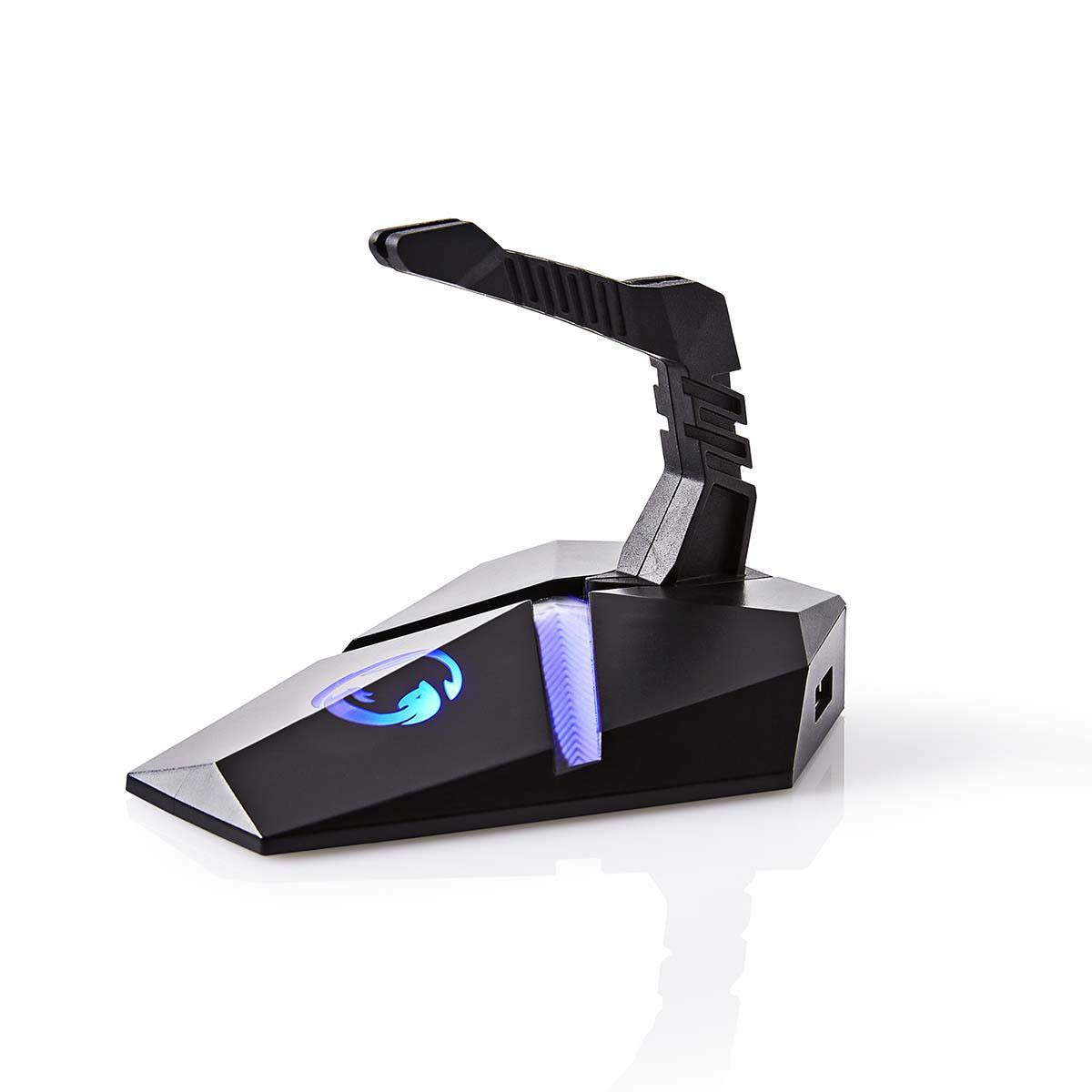 NEDIS Gaming Mouse Bungee with 3-Port USB Hub, RGB Backlit & Adjustable Clamp - Perfect for PC Gaming Setup, Esports & Office Workstation Accessories