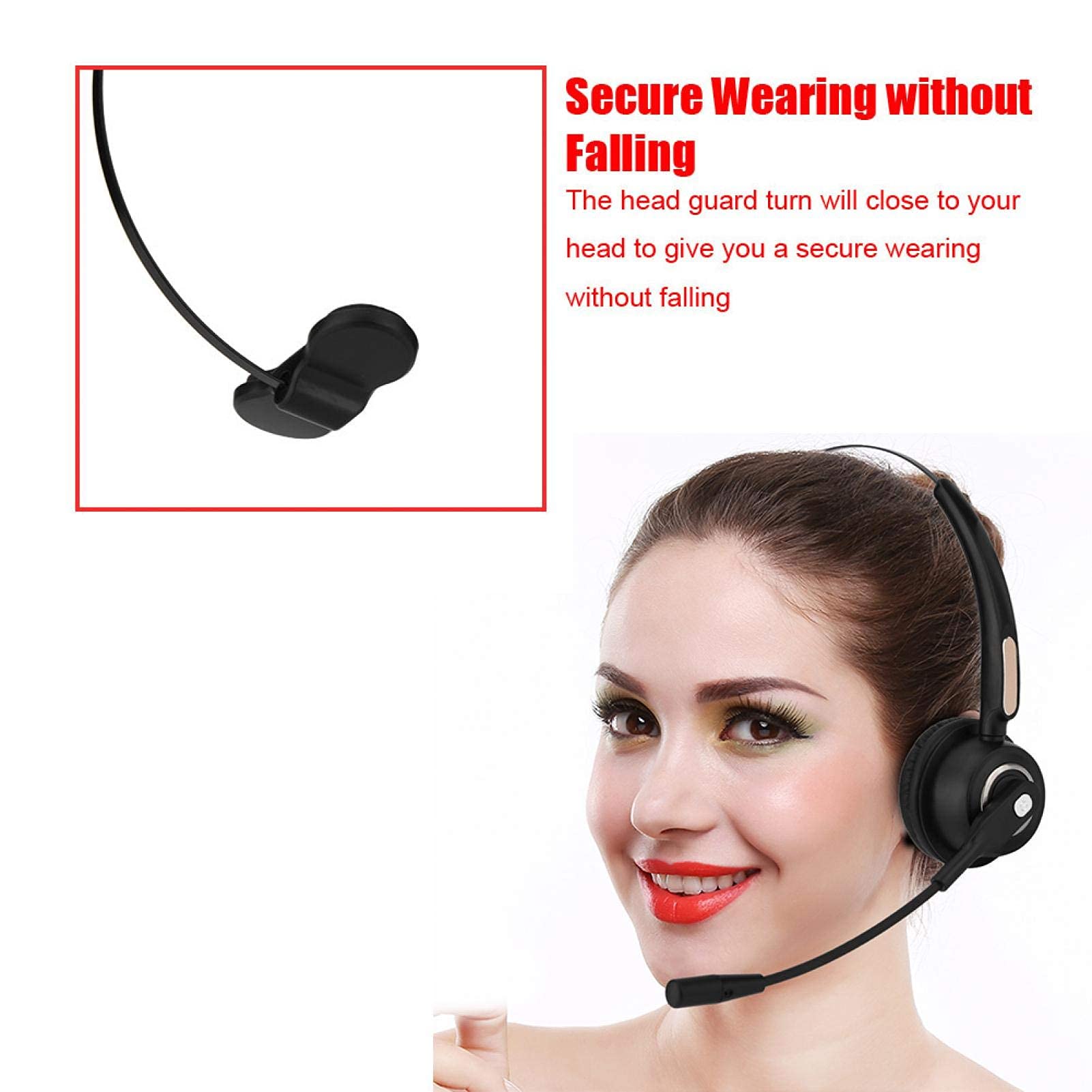 Socobeta Bluetooth Headset with Noise Cancelling - 12 Hours Talk Time Wireless Headphones for Call Center, Office & Remote Work | Comfortable Over-Ear Design for Long Calls