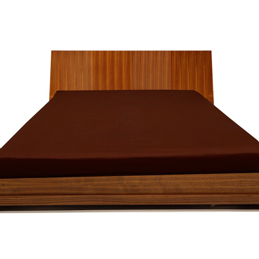 BudgetLinen 100% Egyptian Cotton Fitted Sheet - Twin Size, Brick Red, 15