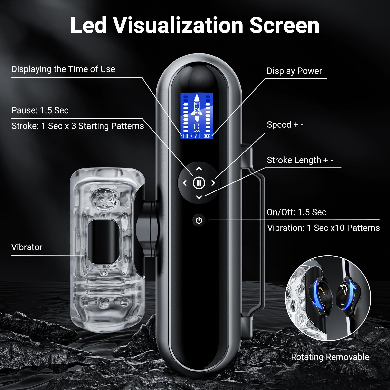Upgraded Male Masturbator Sex Toy with 4 Thrust Depths, 3 Start Points & 10 Vibration Speeds - AI App Controlled TPE Blowjob Toy for Men | Perfect for Solo Play, Couples Fun & Discreet Adult Pleasure