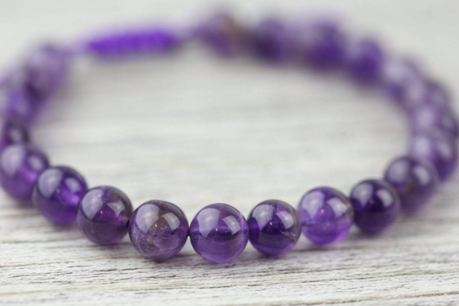 Natural Amethyst Wrist Mala Beads Bracelet - Healing Crystal Meditation Jewelry for Women & Men | Perfect for Yoga, Mindfulness & Spiritual Practice
