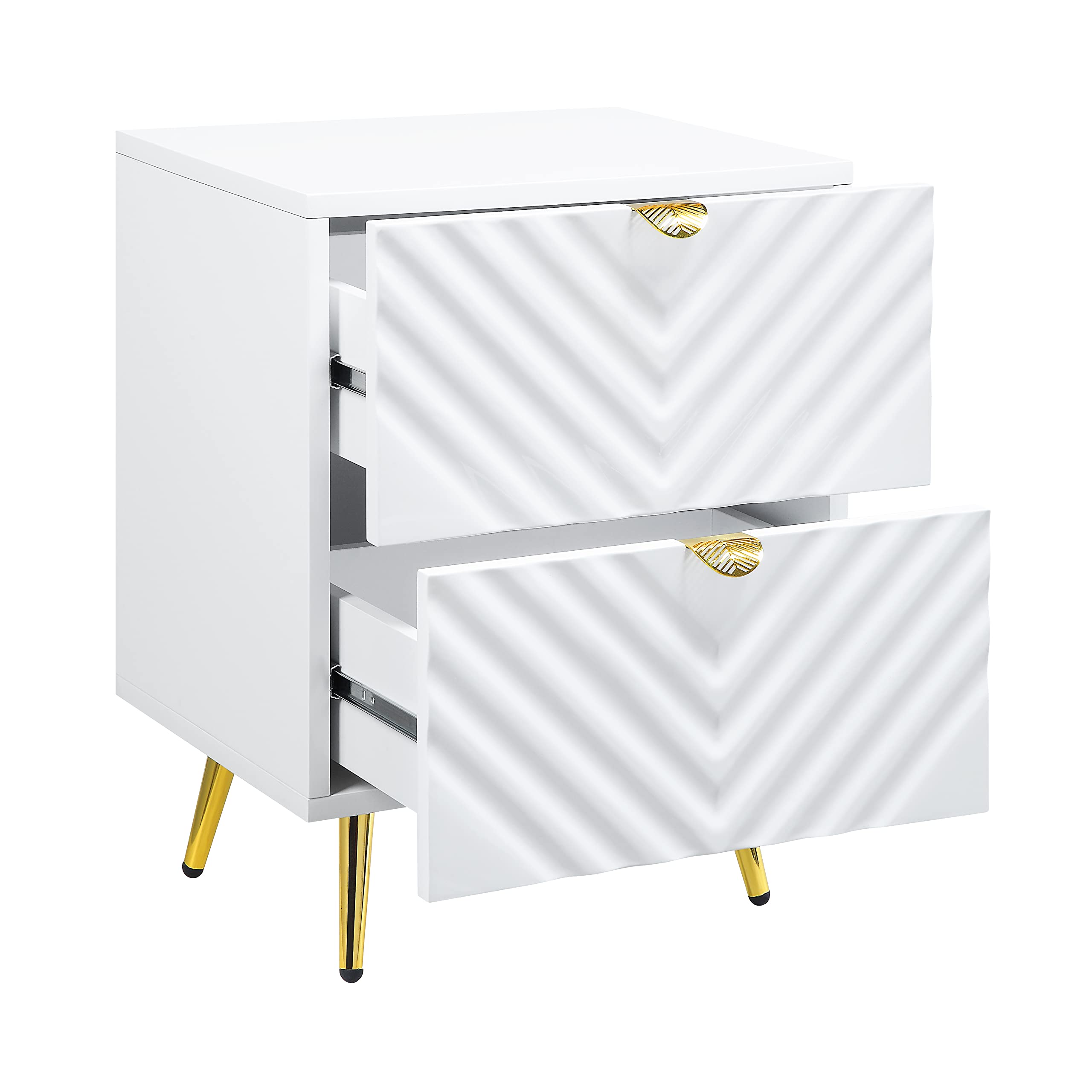 Mid Century Modern Nightstand - Wooden Bedside Table with Drawer and Shelf for Bedroom Storage | White End Table for Living Room, Guest Room & Dorm