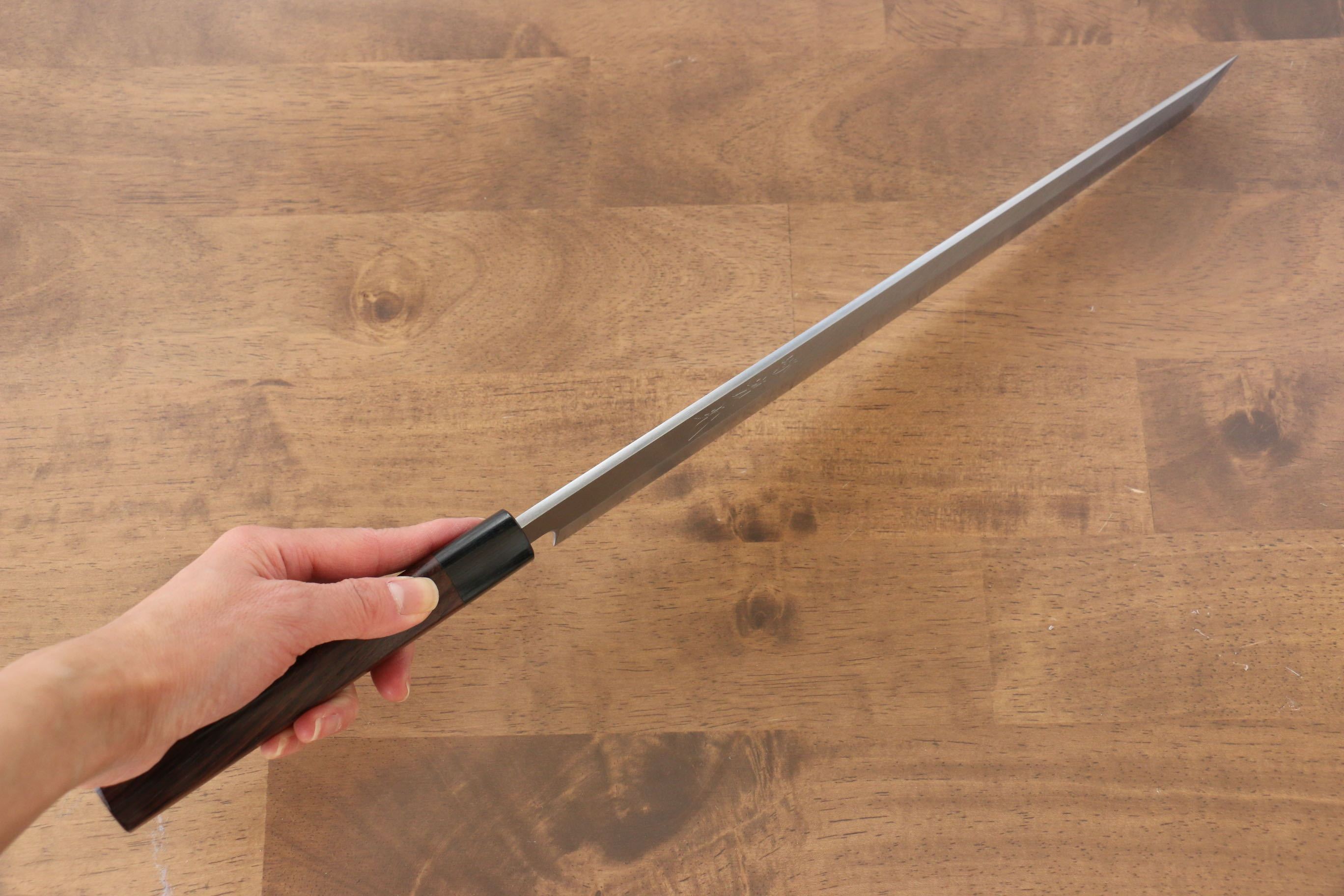 Premium Jikko White Steel No.2 Sakimaru Yanagiba 330mm Japanese Sushi Knife with Ebony Handle - Perfect for Sushi Chefs & Professional Kitchen Use