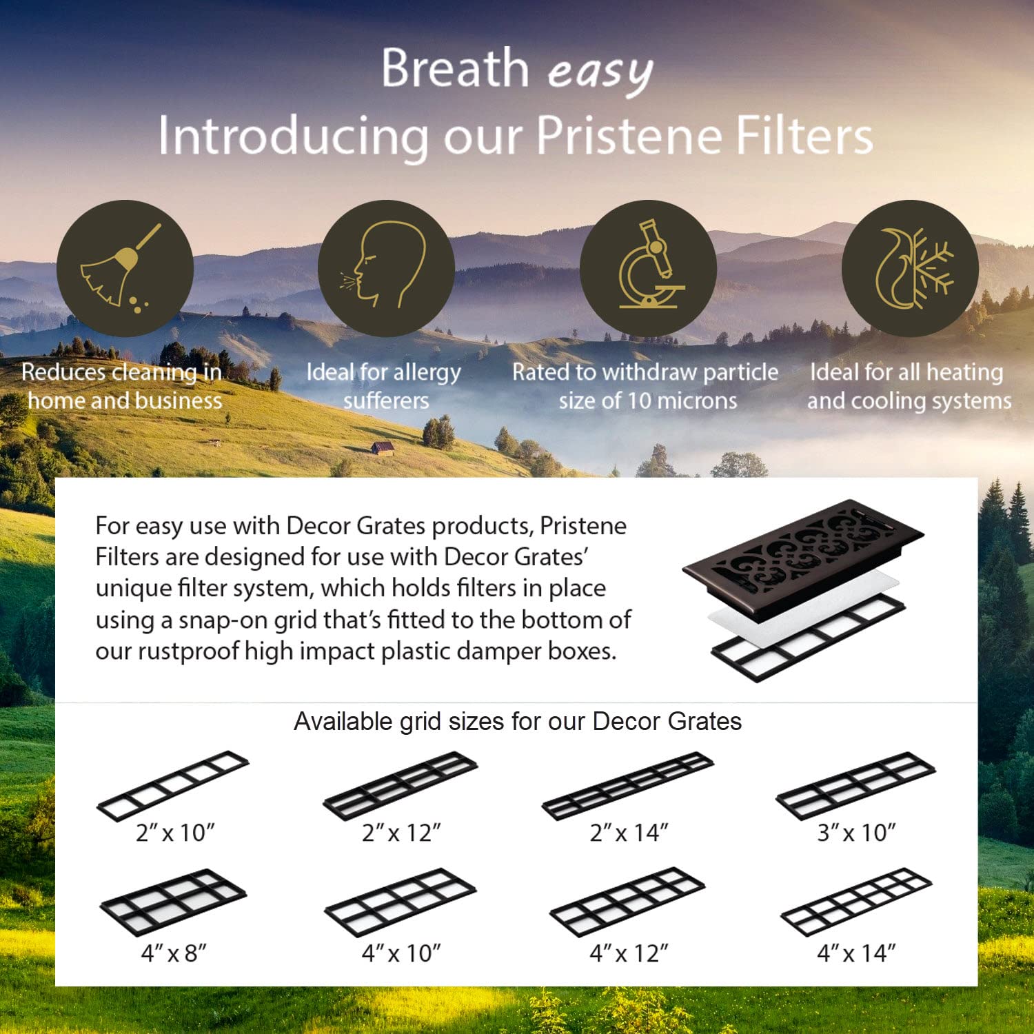 4x10 Brushed Nickel Floor Register & Air Filter - 4 Pack for Home HVAC