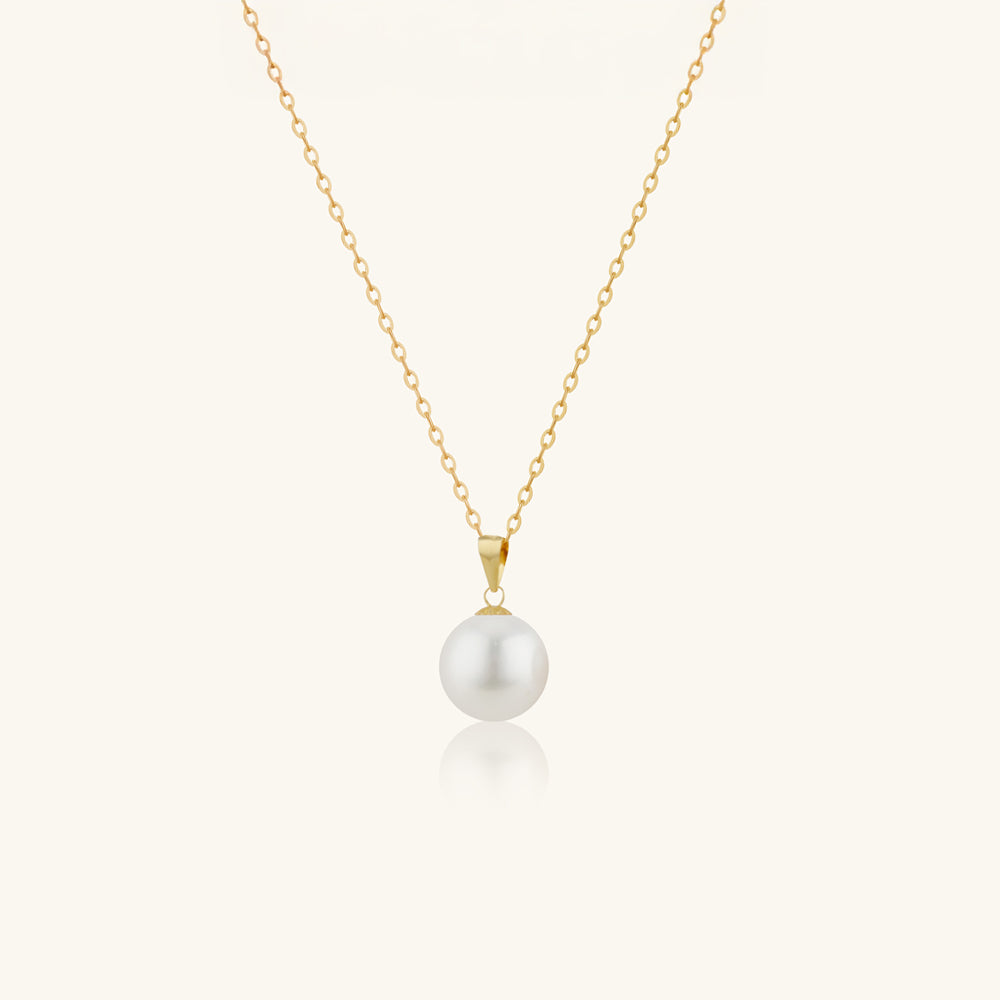 18K Gold Pearl Pendant Necklace for Women - Elegant White Pearl Jewelry Gift for Birthday, Anniversary & Special Occasions