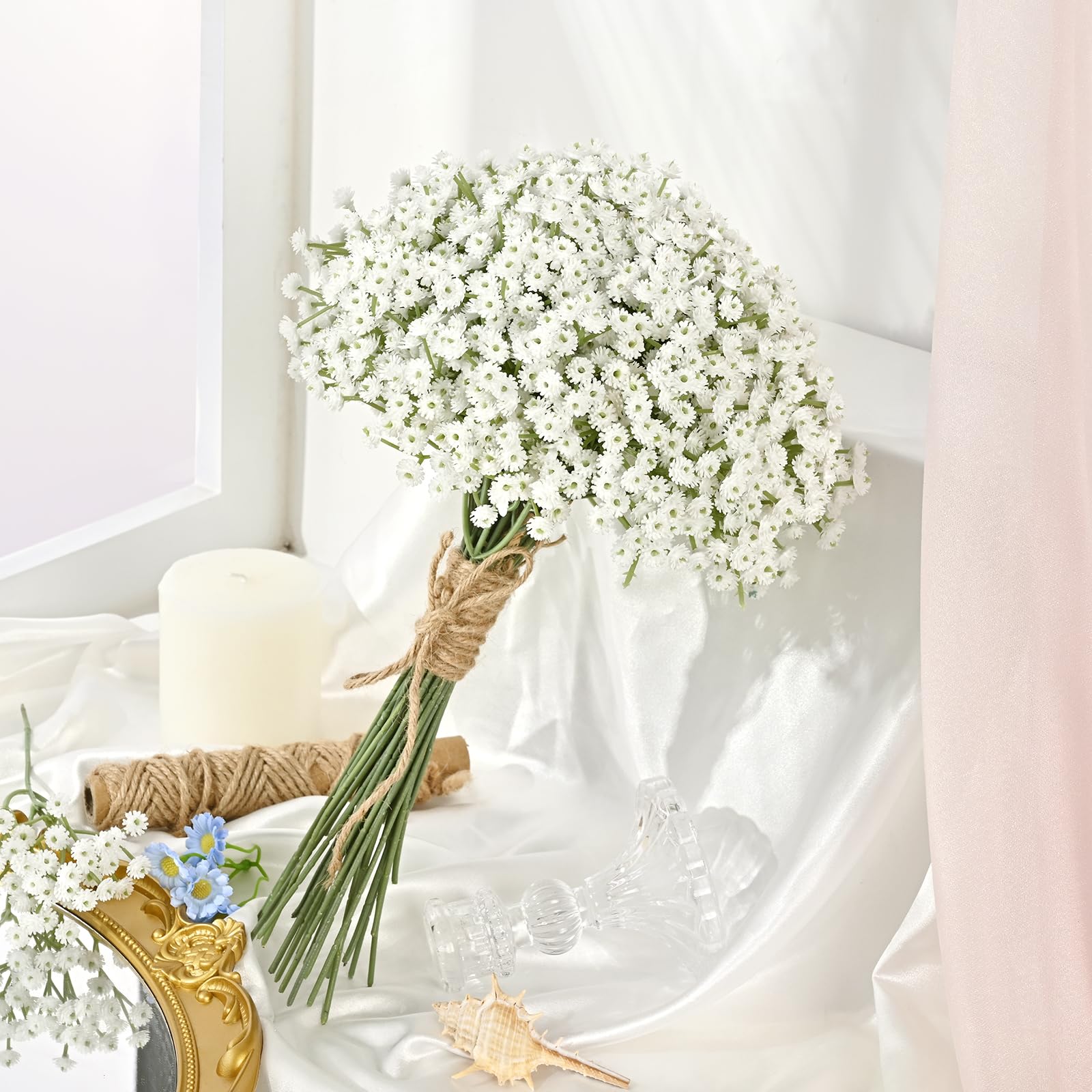 24Pcs Real Touch White Artificial Baby's Breath Flowers - 12.5 Inch Faux Gypsophila for Wedding Bouquets, Home Decor, Floral Arrangements | Perfect for Centerpieces, Bridal Showers & DIY Crafts