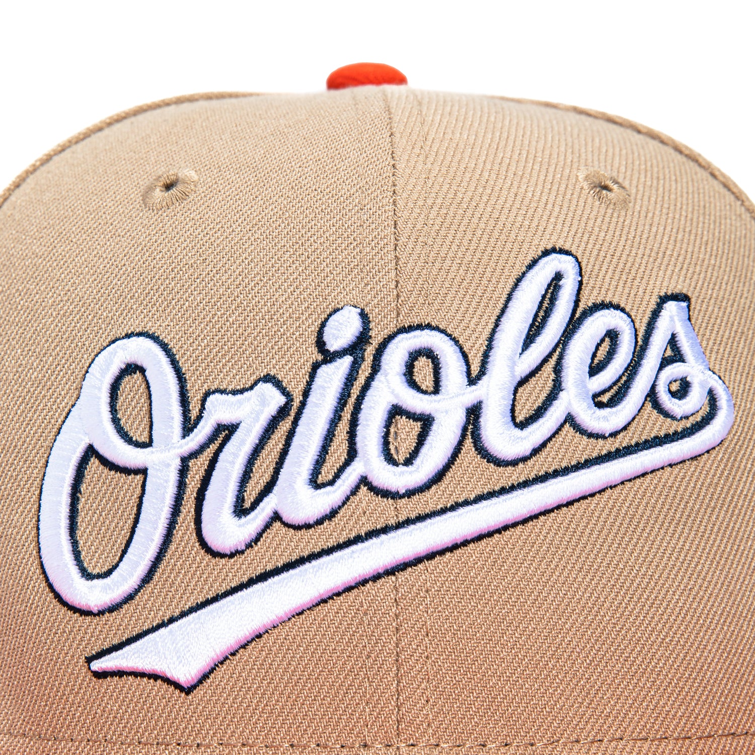 New Era 59Fifty Baltimore Orioles Memorial Stadium Patch Word Hat - Tan & Orange Baseball Cap for Men & Women - Perfect for MLB Games, Sports Events & Casual Wear