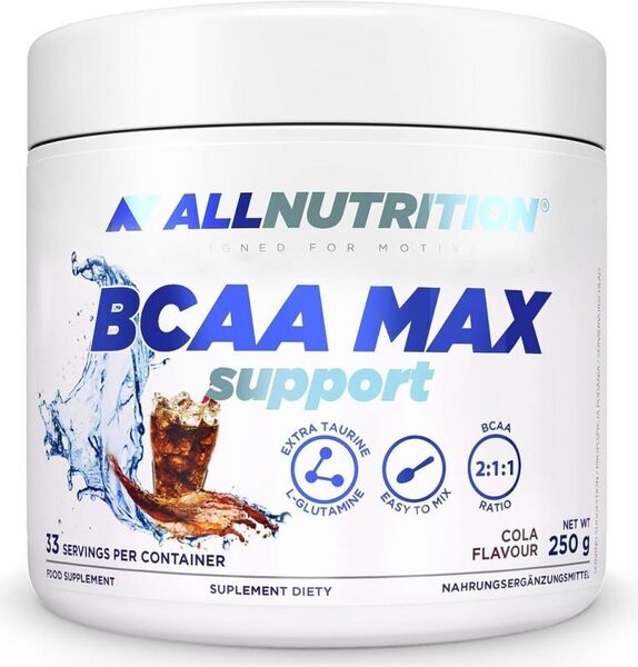 Allnutrition BCAA Max Support 250g - Premium Branched-Chain Amino Acids for Muscle Recovery & Growth - Ideal for Workouts, Fitness & Bodybuilding