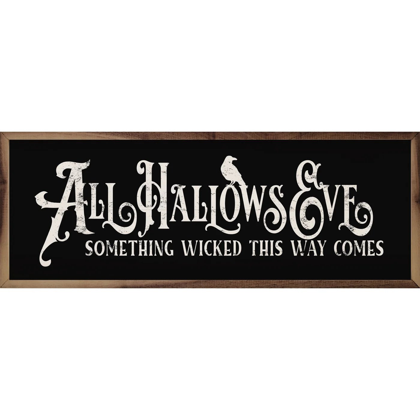 Halloween Decor - Spooky 'Something Wicked' Framed Wood Wall Art Print for Home, Office & Haunted House Decorations