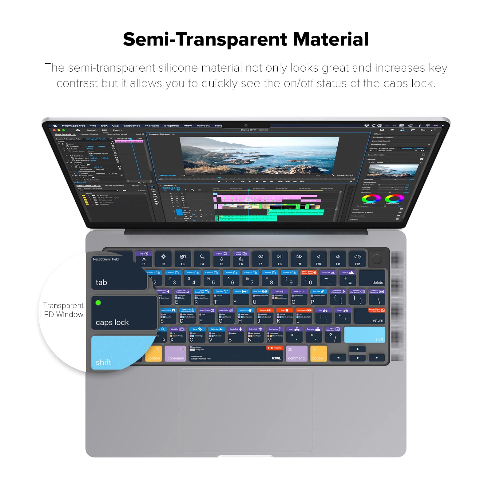 JCPal Adobe Premiere Pro Shortcut Keyboard Cover for MacBook Pro 14