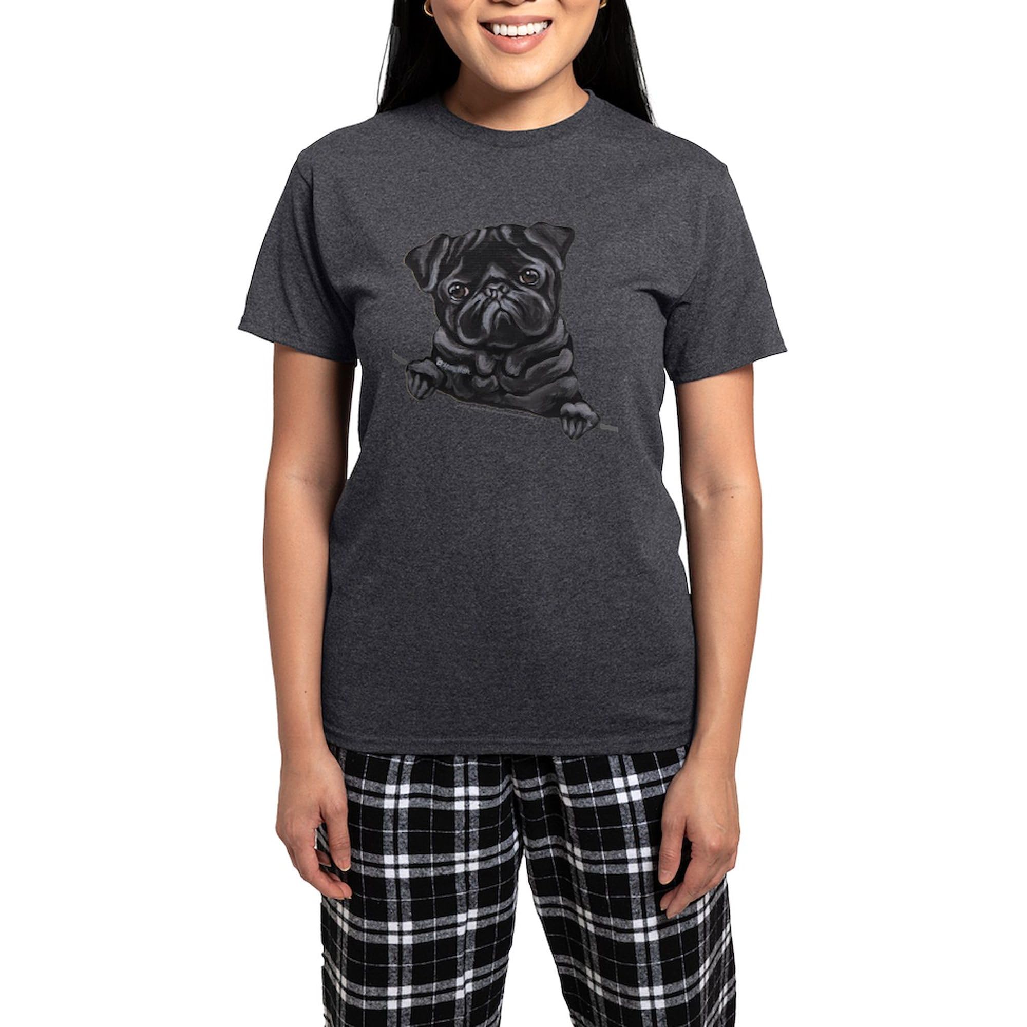 Black Pug Line Art Women's Charcoal Pajama Set - Soft & Comfortable Sleepwear for Dog Lovers - Perfect for Lounging, Sleepovers & Cozy Nights at Home