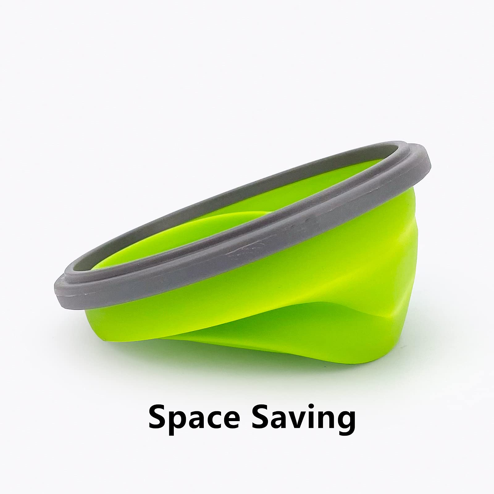 CCyanzi 3-Piece Collapsible Silicone Food Storage Bowls with Lids - Microwave, Freezer & Dishwasher Safe - Space Saving Kitchen & Camping Containers (Green Gray) - Perfect for Meal Prep, Leftovers & Outdoor Adventures