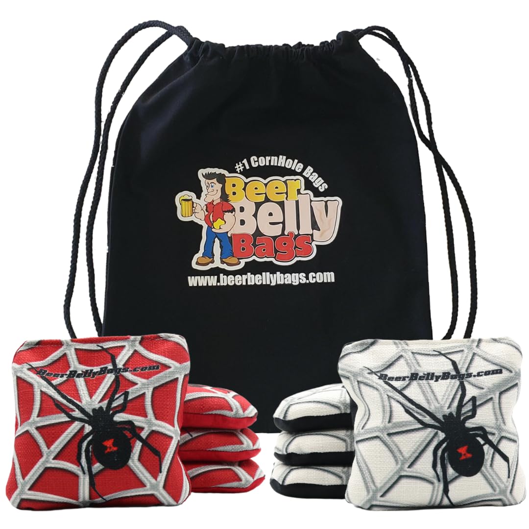 Competitive Cornhole Game Set - 8 Double-Sided Resin-Filled Bags (Sticky & Slick Sides) with Basketweave Design - Perfect for Backyard Parties, Tailgating & Outdoor Games