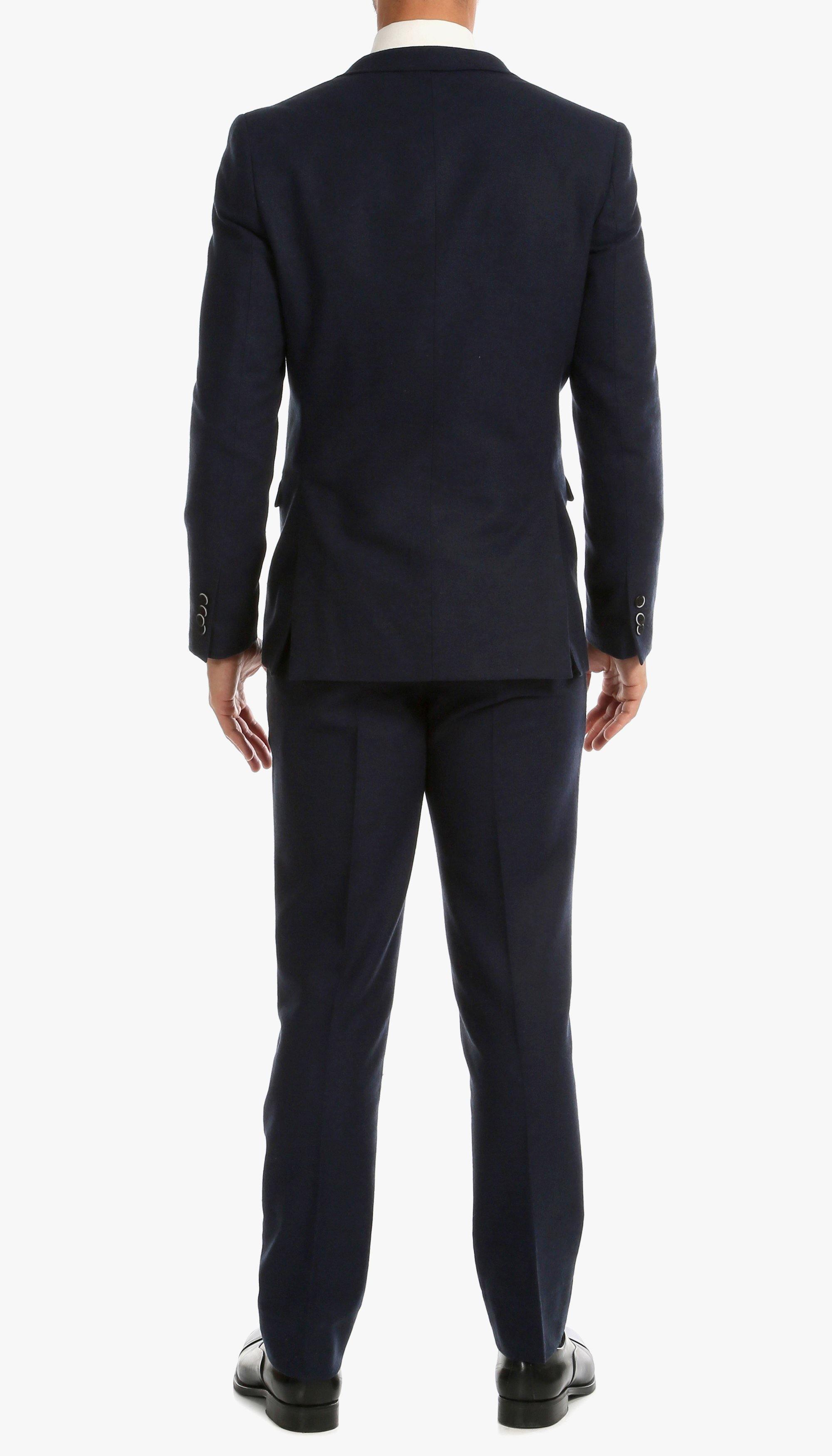 Tweed Men's Slim Fit 3 Piece Suit in Navy Blue | Formal Business Attire for Weddings & Office Wear