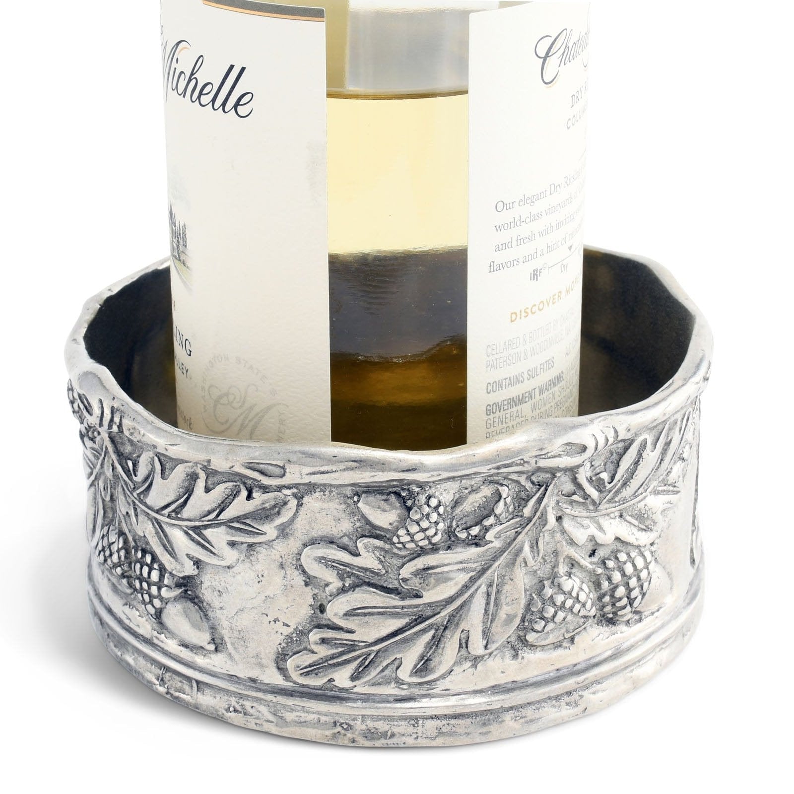 Acorn Oak & Leaf Pewter Wine Coaster Set of 4 - Elegant Drink Coasters for Red & White Wine, Perfect for Dinner Parties, Weddings & Home Decor