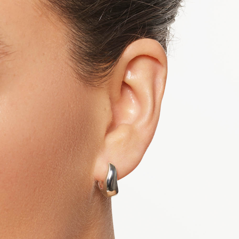 Silver Midi Wave Dome Huggie Earrings for Women - Perfect for Parties, Weddings & Everyday Elegance