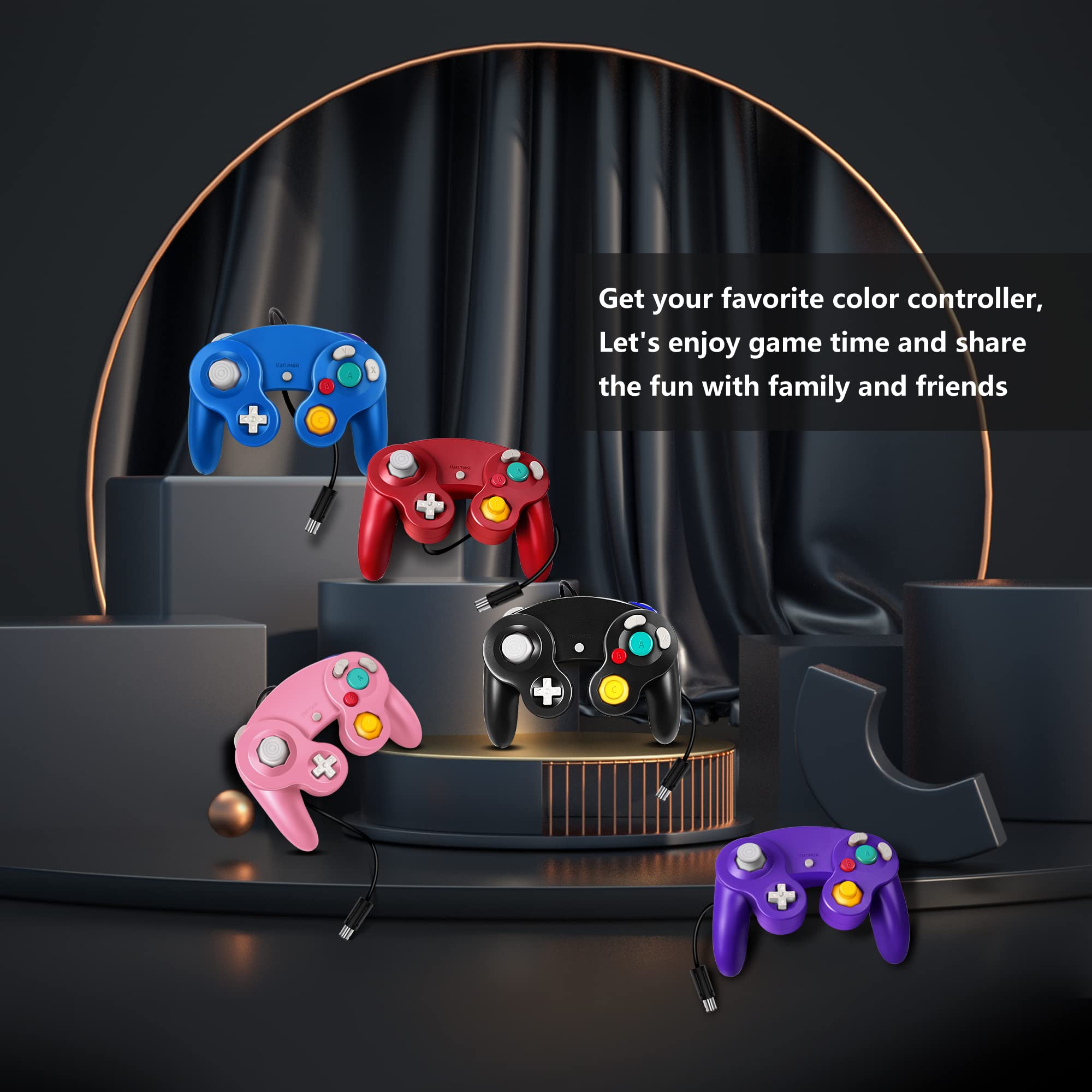 **FIOTOK Gamecube Controller 2-Pack - Classic Wired for Wii & Nintendo (Blue & Red) - Perfect for Multiplayer Gaming**