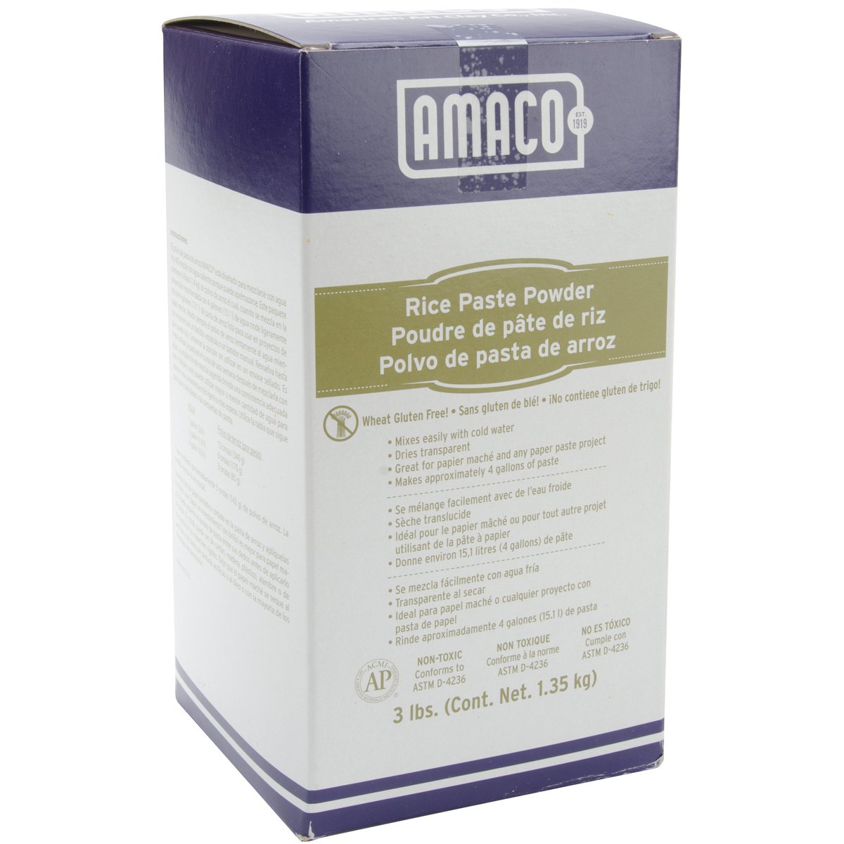 AMACO 3-Pound Rice Paste Powder for Paper Mache, Clay & Pottery - Non-Toxic Art Supplies for DIY Crafts, School Projects & Home Decor