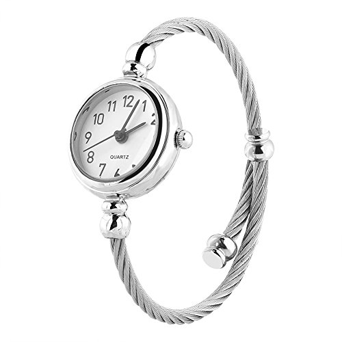 YUYTE Women's Quartz Watch & Bracelet Set - Elegant Analog Round Alloy Strap Open Bracelet Wristwatch for Ladies & Girls with Small Wrists (#04) - Perfect for Office, Party & Daily Wear