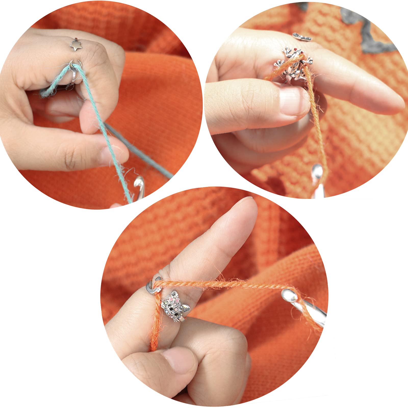 Adjustable Knitting Crochet Loop Ring - Yarn Tension Control Tool for Faster Crocheting & Knitting - Ergonomic Finger Holder for Smooth Yarn Guide - Perfect for Beginners & Experts (Ideal for Scarves, Hats & DIY Crafts)