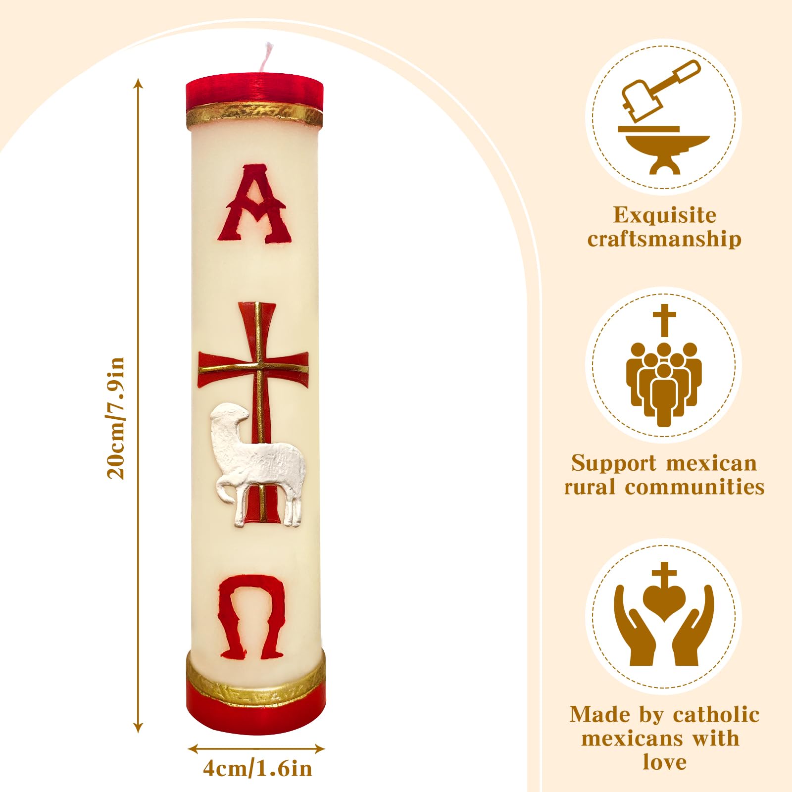 Handmade Catholic Religious Candles - Devotional Prayer Candles for Church, Saint Blessed Mexican Gifts, Paschal Candle & Cirios Religiosos | Perfect for Home Altars, Church Services & Spiritual Rituals