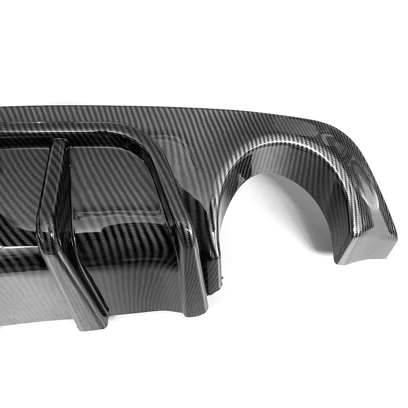 IKON MOTORSPORTS Rear Diffuser for 2018-2024 Infiniti Q50 - Carbon Fiber Style PP Rear Bumper Lip Spoiler with LED Brake Light | Enhances Aerodynamics & Sporty Look for Street Racing & Car Shows