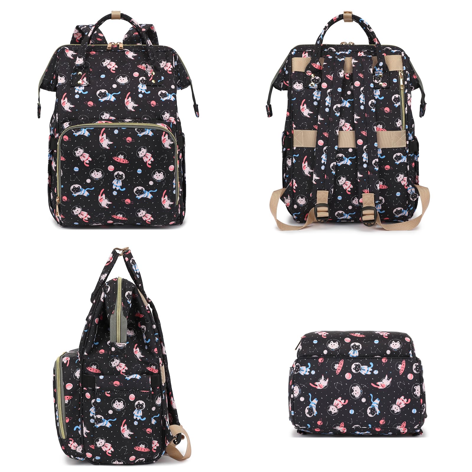 Stylish Women's Laptop Backpack - 15.6 Inch Waterproof College Bookbag for School, Work & Business Travel - Durable Computer Backpack with USB Charging Port (Cat Print Design) - Perfect for Commuting, Campus Life & Business Trips