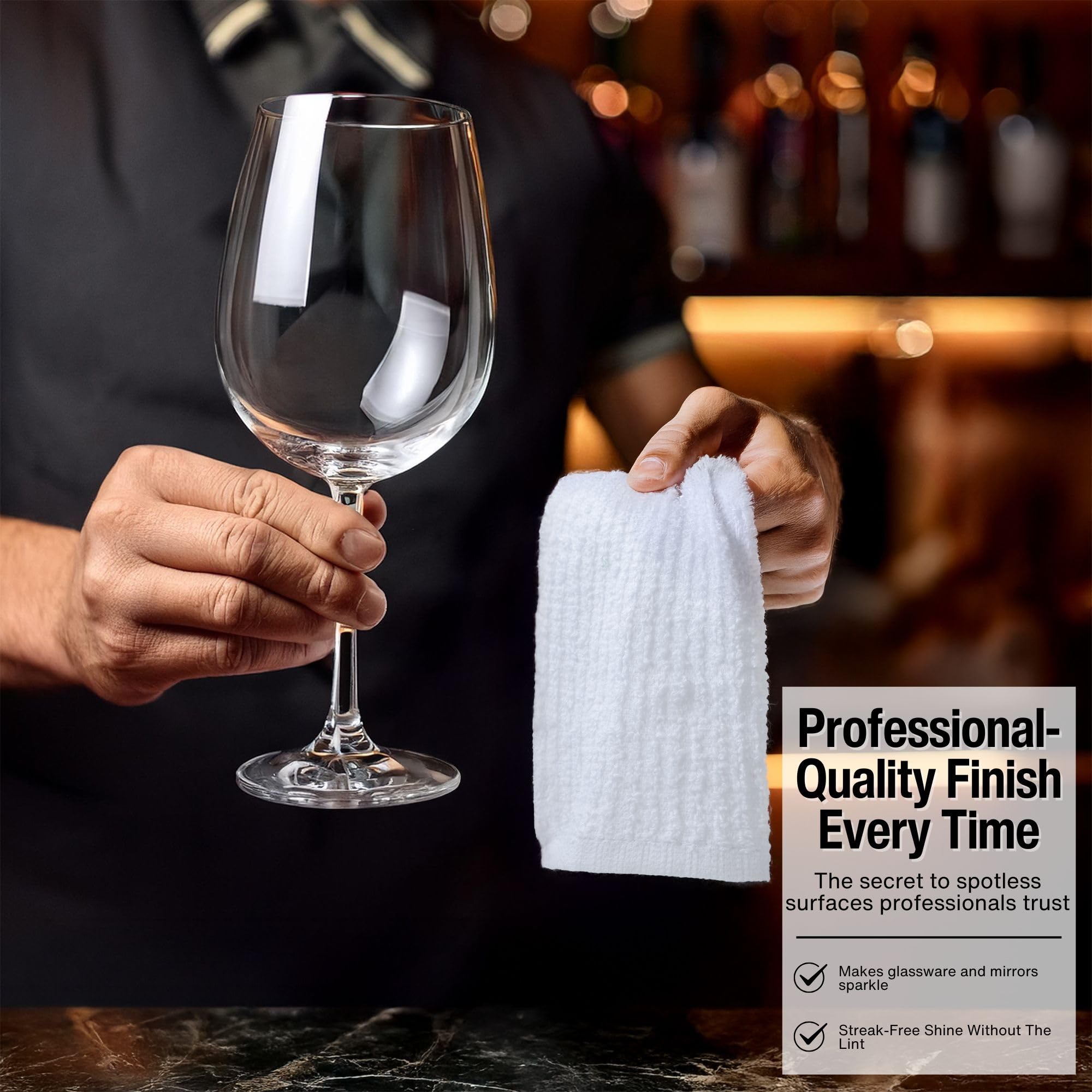 Premium 100% Cotton Bar Mop Kitchen Towels Set of 12 - Super Absorbent & Machine Washable Dish Cloths for Cleaning, Wiping & Drying - Perfect for Everyday Kitchen Use, Restaurants & Household Chores (White)