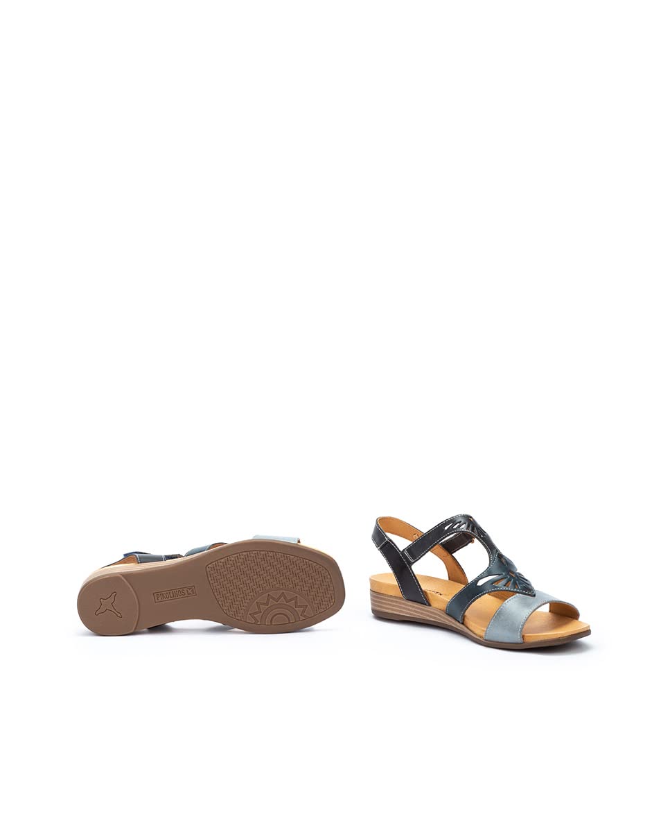 PIKOLINOS Women's Leather Flat Sandals - Denim Style | Comfortable & Stylish for Beach, Travel & Casual Wear