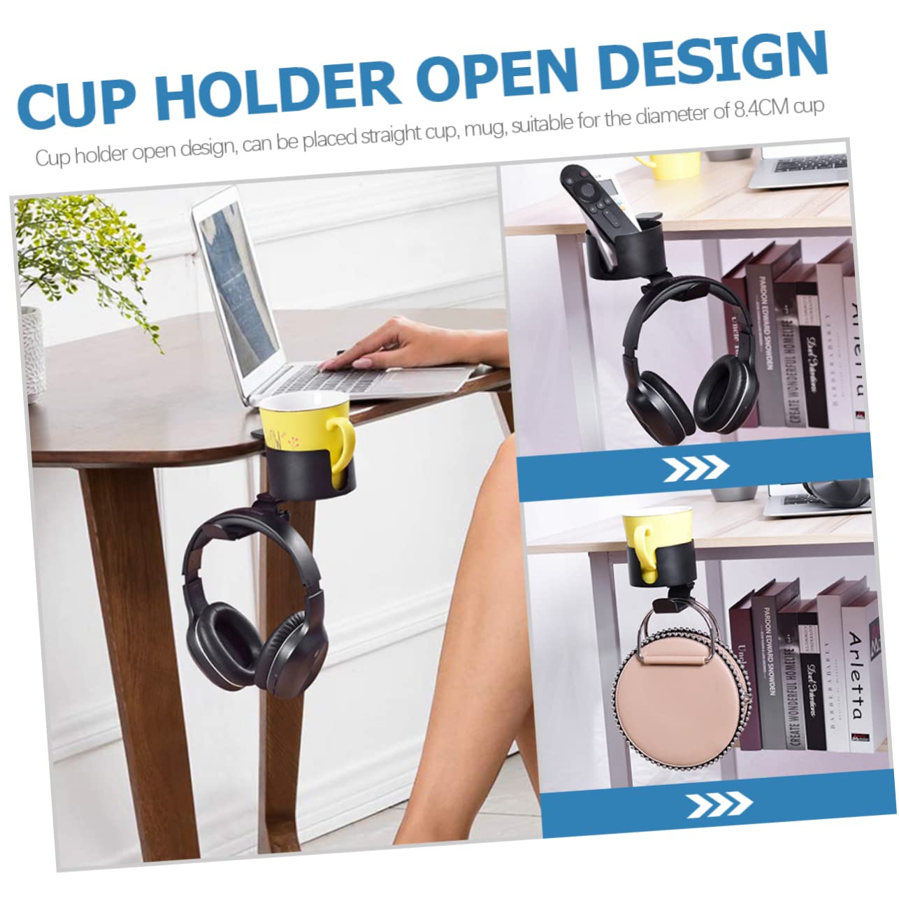 PRETYZOOM Headset Stand with Cup Holder - Adjustable Desk Headphone Holder for Office, Gaming & Home Use - Perfect for Organizing Headsets, Gaming Headphones & Accessories
