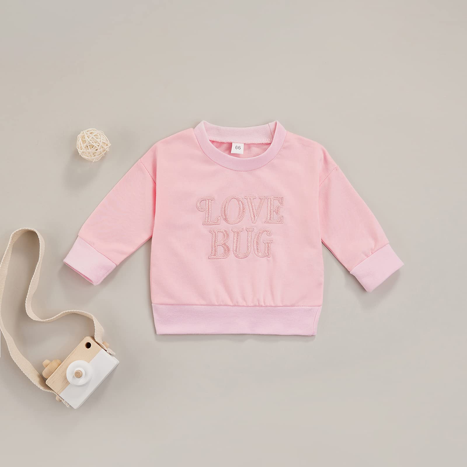 Adorable Newborn Baby Boy & Girl Sweatshirt - Cute Love Bug Embroidery Long Sleeve Pullover - Soft Infant Fall Clothes Outfits - Perfect for Family Photos, Autumn Walks & Cozy Home Days