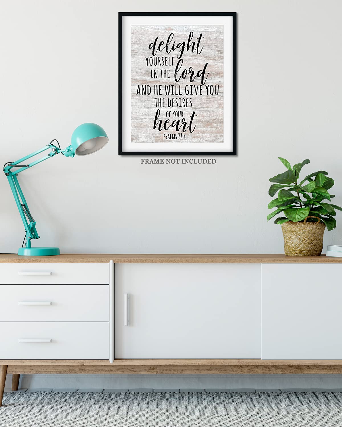 Govivo Bible Verse Wall Art - Psalm 37:4 'Delight Yourself in the Lord' - Christian Home Decor, Inspirational Farmhouse Print, Unframed 11x14 - Perfect for Living Room, Bedroom & Christmas Gifts for Women