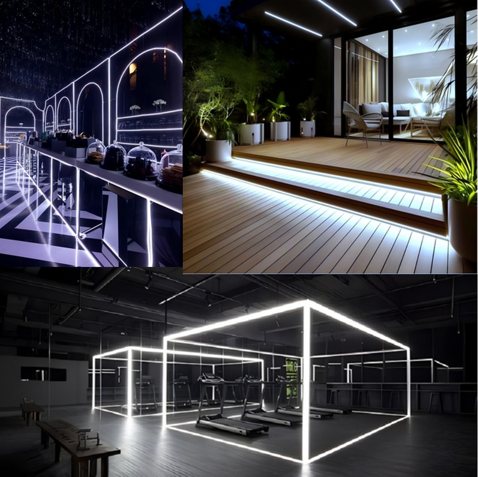50FT White LED Neon Rope Lights - Waterproof Flexible AC 110V/120V Neon Strip Lighting for Indoor & Outdoor Use - ETL & FCC Certified - Perfect for Home Decor, Commercial Signs, Bars, and Party Lighting