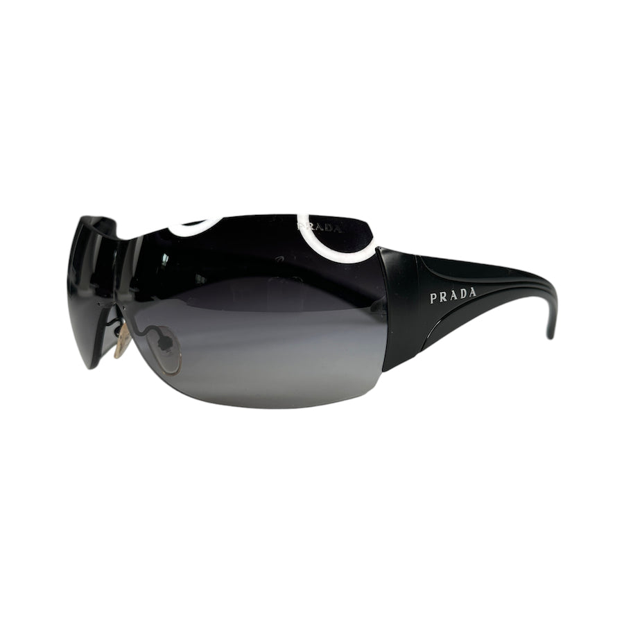 PRADA SPR04I Shield Sunglasses Black - UV Protection, Polarized Lenses for Men & Women - Perfect for Driving, Beach & Outdoor Activities