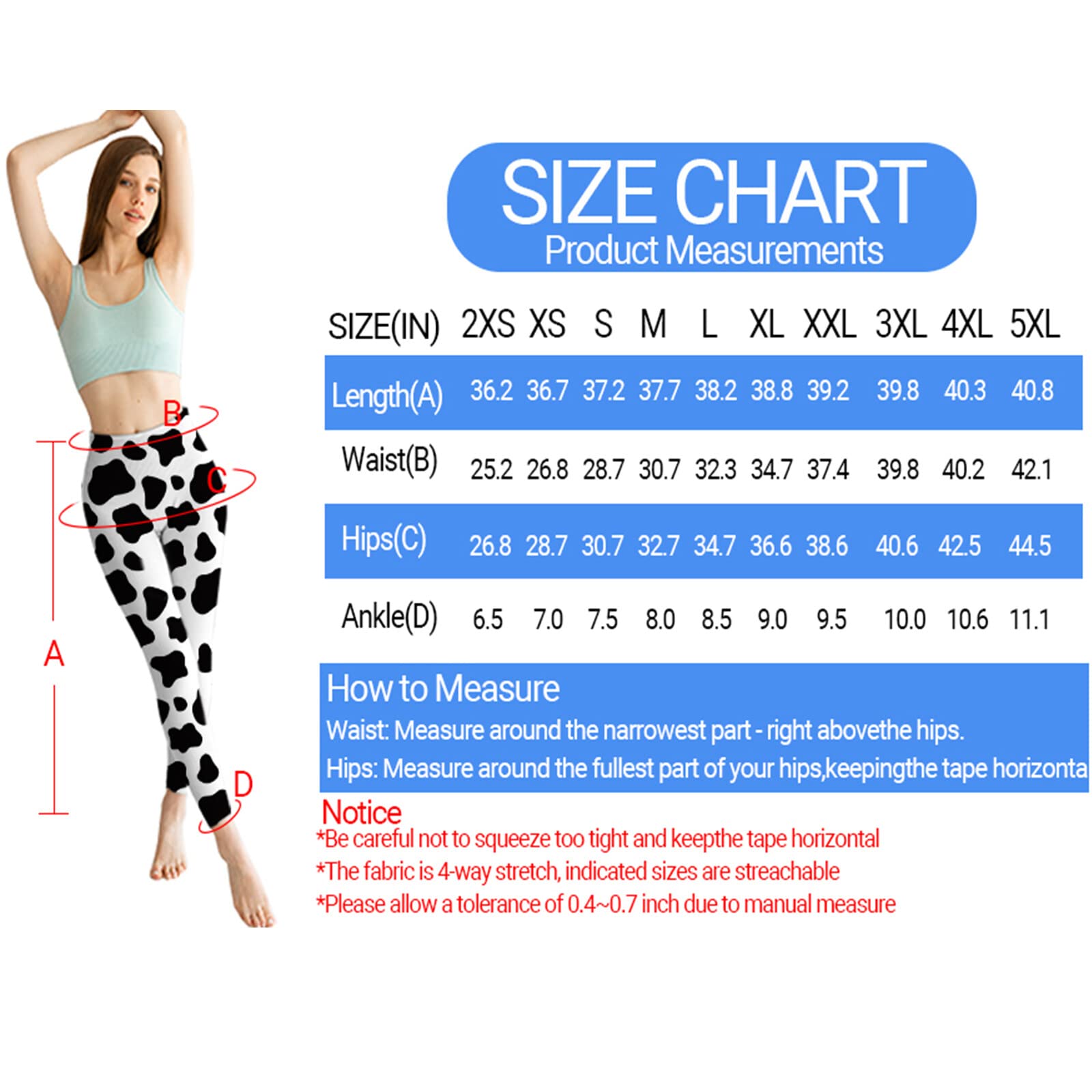 Artsadd Women's High Waisted Cow Print Yoga Pants - 7/8 Length Capri Leggings for Running, Workout & Tummy Control - Soft Compression Tights for Yoga, Gym & Casual Wear