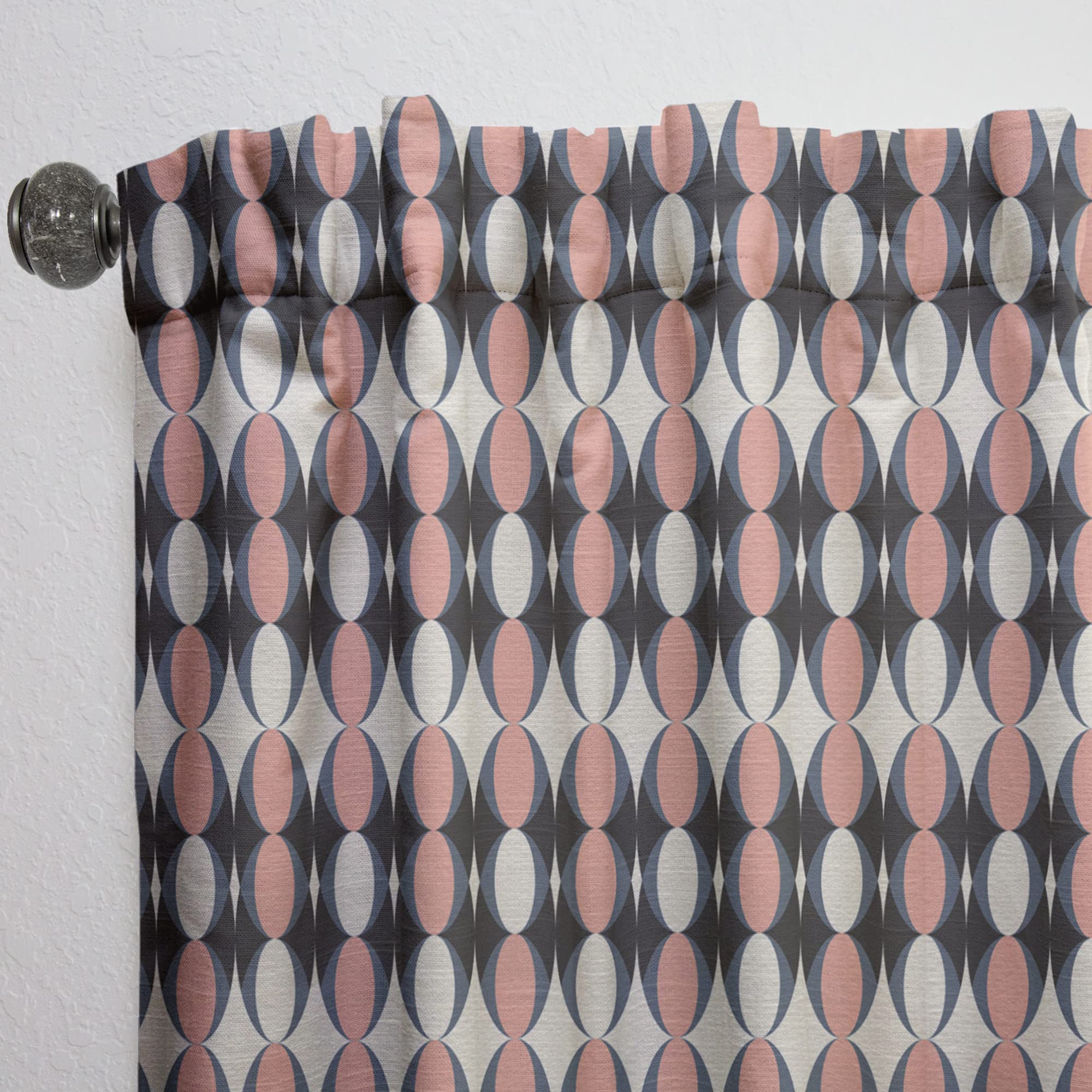 DesignQ Retro Circular Pattern II Thermal Insulated Curtains - Single Panel 52x84 - Blackout Drapes for Bedroom & Living Room - Perfect for Home Decor & Light Control