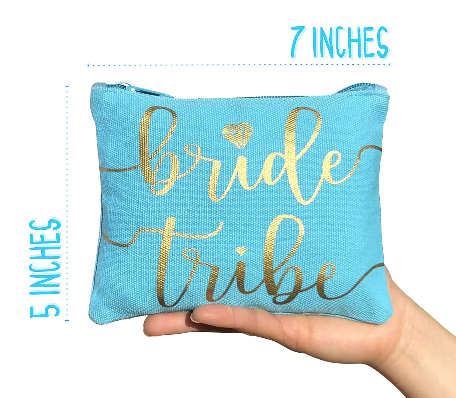 Bride Tribe Makeup Bag - Bridesmaid Gift for Bachelorette Party, Wedding Shower & Bridal Events | Cosmetic & Toiletries Travel Pouch, Wedding Survival Kit with Hangover Essentials (Blue) - Perfect for Bachelorette Parties, Bridal Showers & Wedding Day Prep