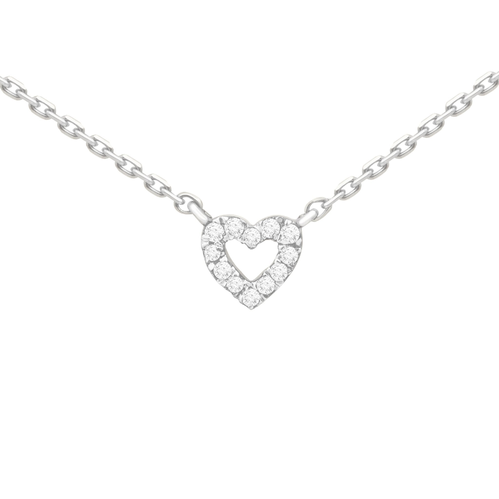 14K White Gold Diamond Heart Pendant Necklace for Women - Elegant Valentine's Day Gift, Anniversary Jewelry & Everyday Luxury Accessory
