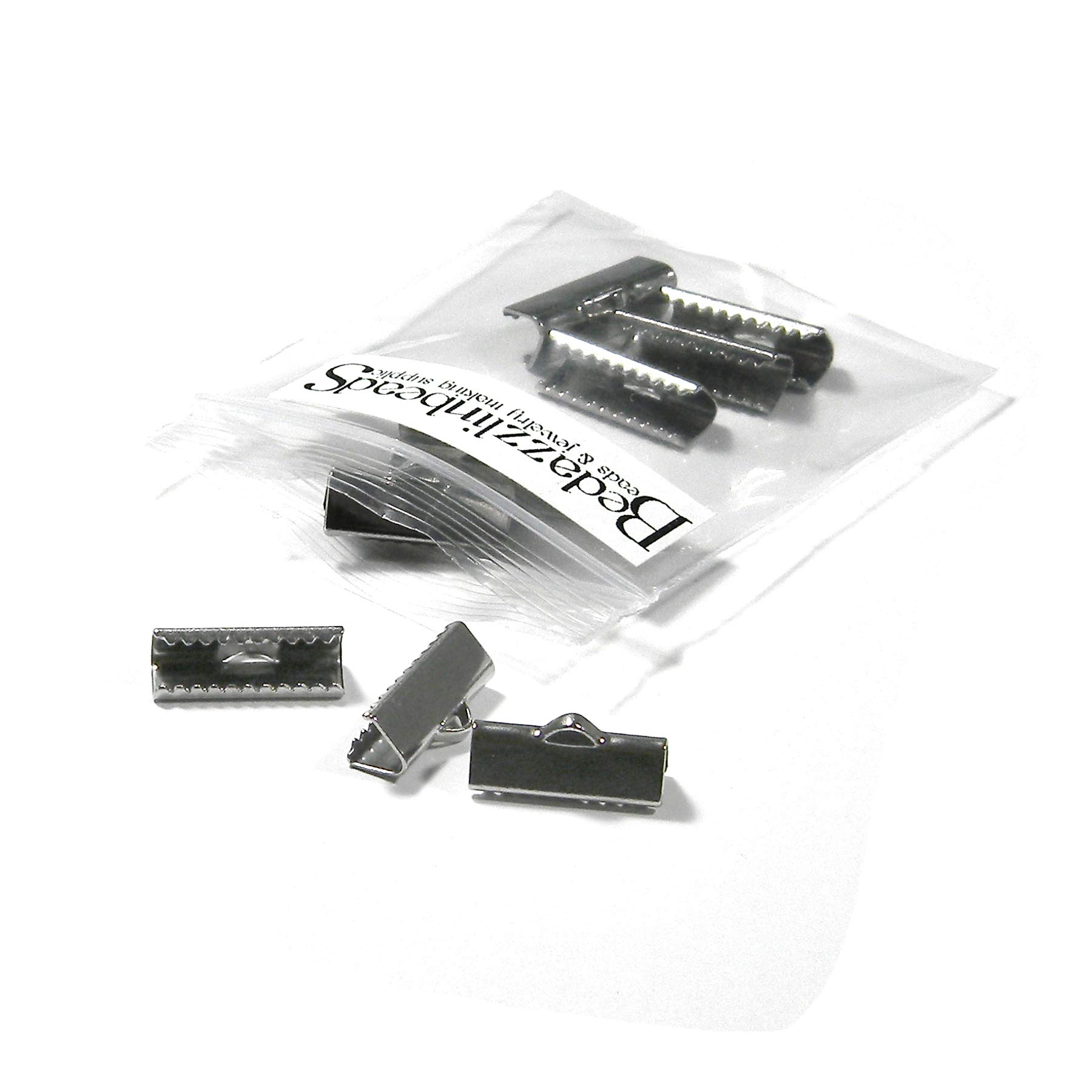 20 Pack 304 Surgical Grade Stainless Steel Flat Ribbon Crimp Ends with Teeth - 16mm (5/8 Inch) for Jewelry Making, Beading, DIY Crafts - Perfect for Bracelets, Necklaces & Hair Accessories