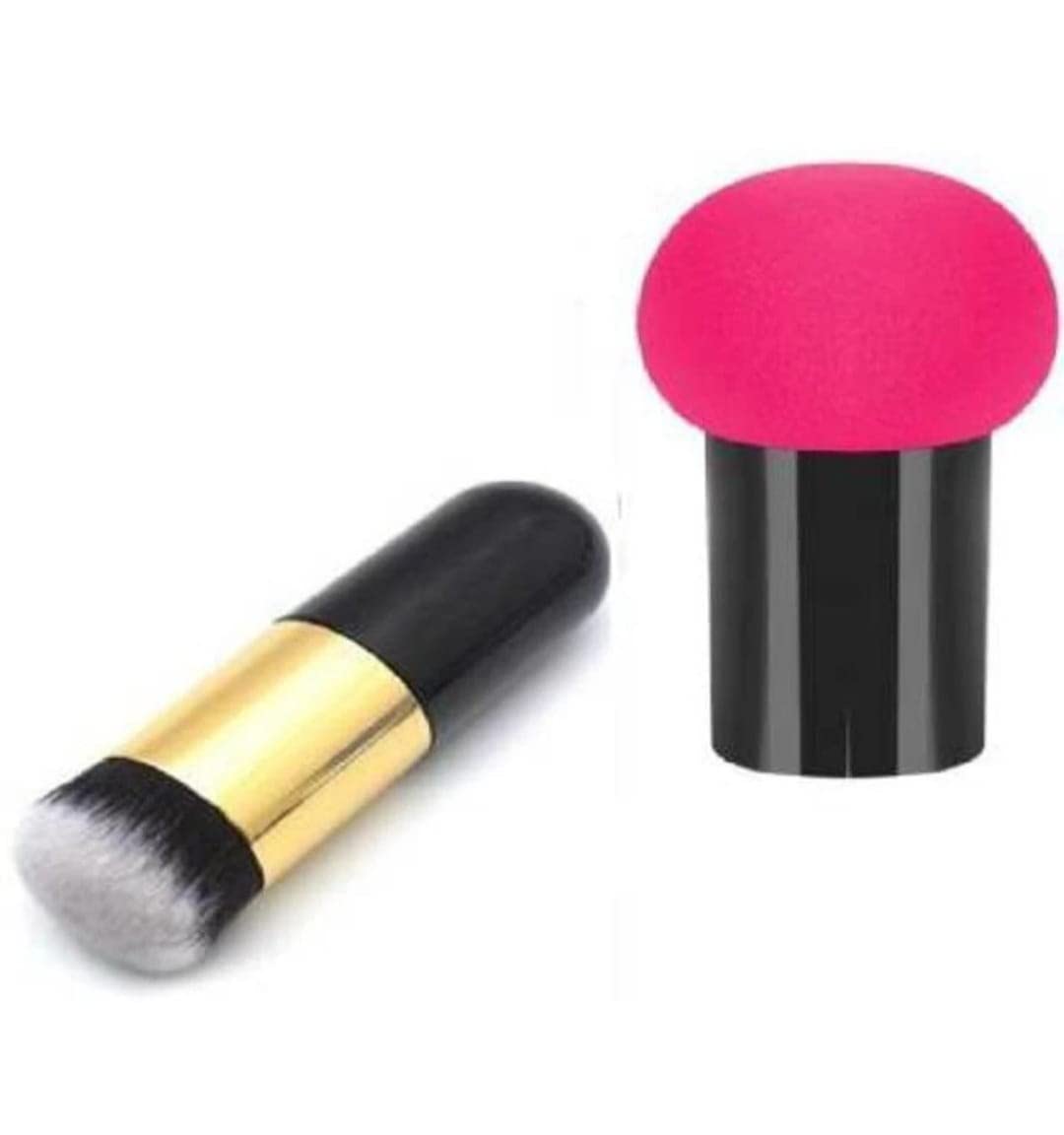 Soft Mushroom Head Powder Puff & Foundation Brush for Flawless Makeup Application - Perfect for Liquid, Cream & Powder Foundation (Color May Vary) | Ideal for Professional Makeup Artists & Home Beauty Routines