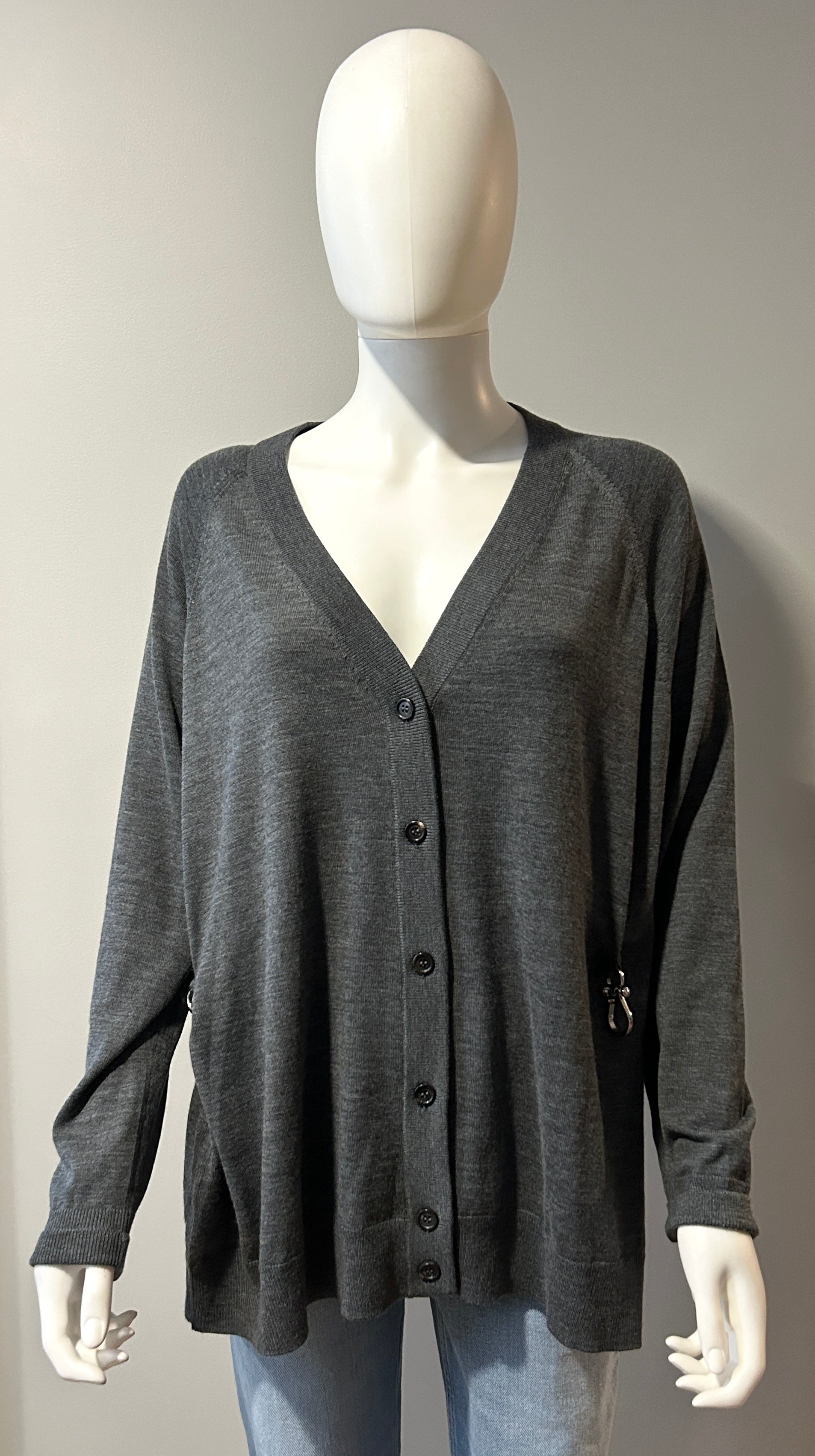 Prada Grey Cashmere Cardigan Sweater for Men - Size 42/10 (US 10) - Luxury Winter Knitwear for Office, Dinner & Casual Outings